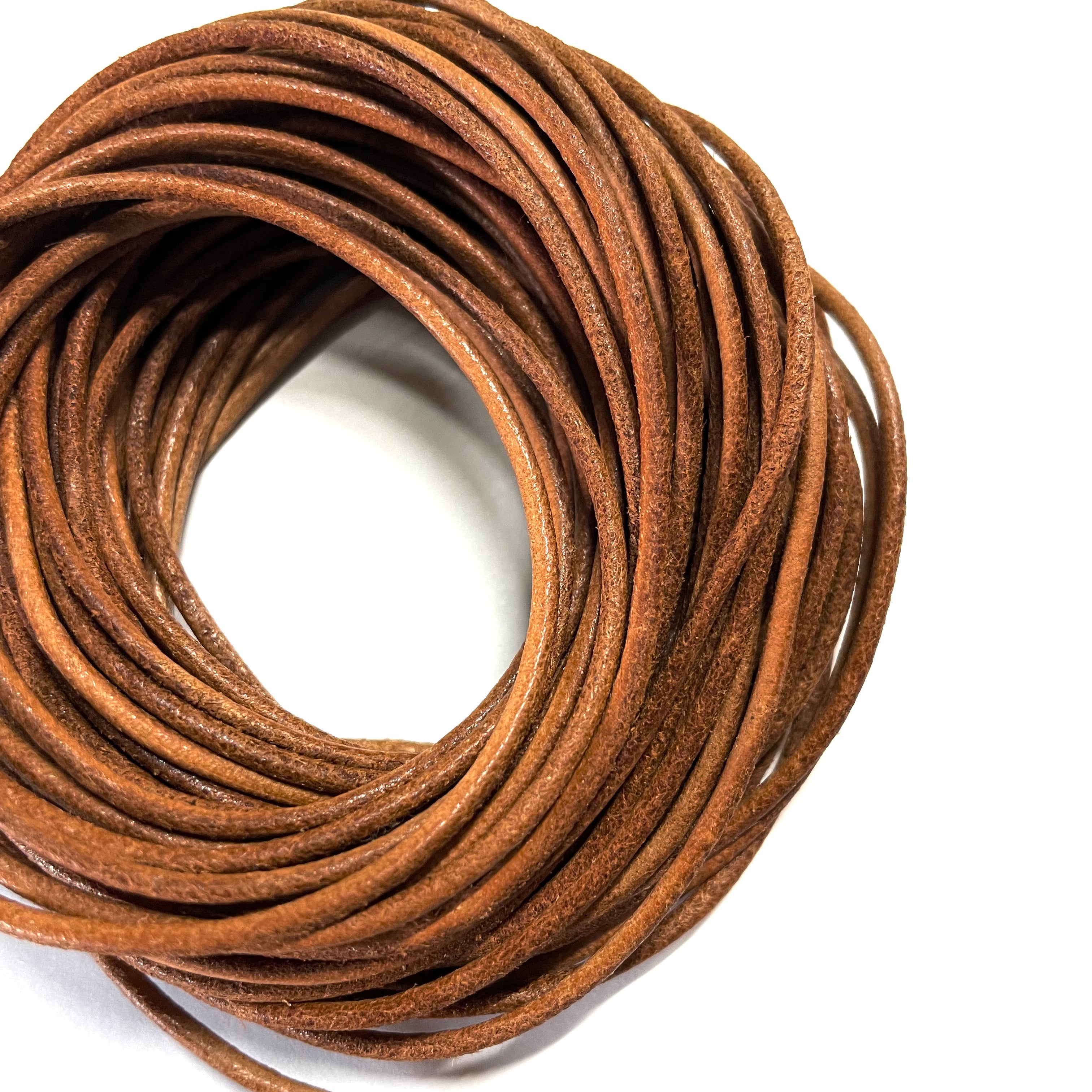 Natural Genuine Leather Cord per 10mtrs - Natural Tan Brown 2mm