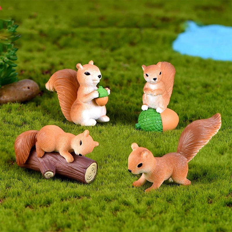 Fairy Garden Terrarium Plastic Miniature Squirrel x 4 pcs