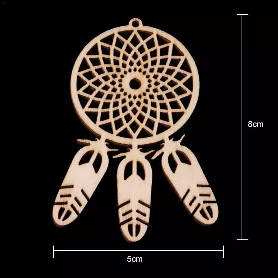 Laser Cut Unfinished Wooden Mini Dreamcatcher  x 10 pcs