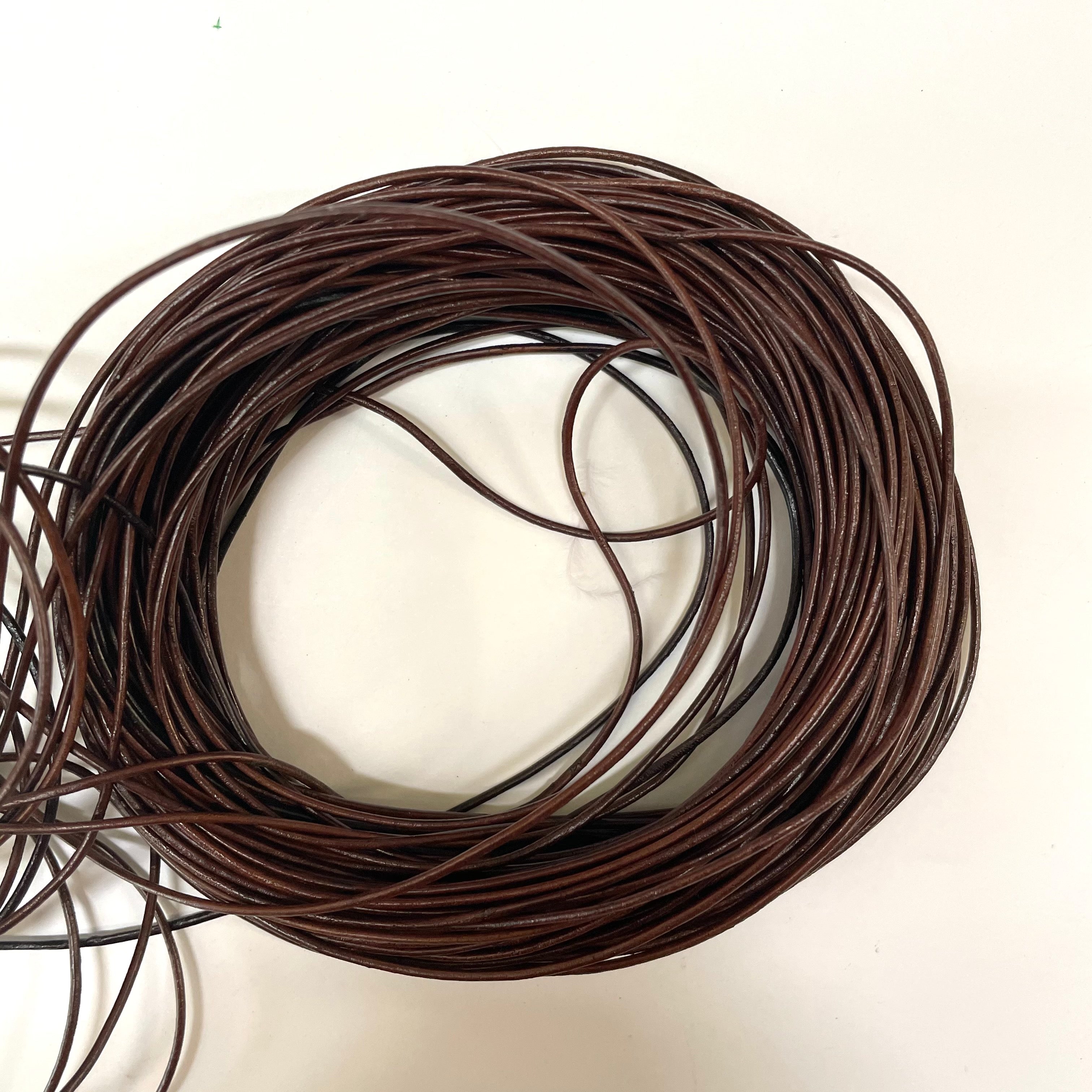 Natural Genuine Leather Cord per 10mtrs- Dark Brown 1.5mm