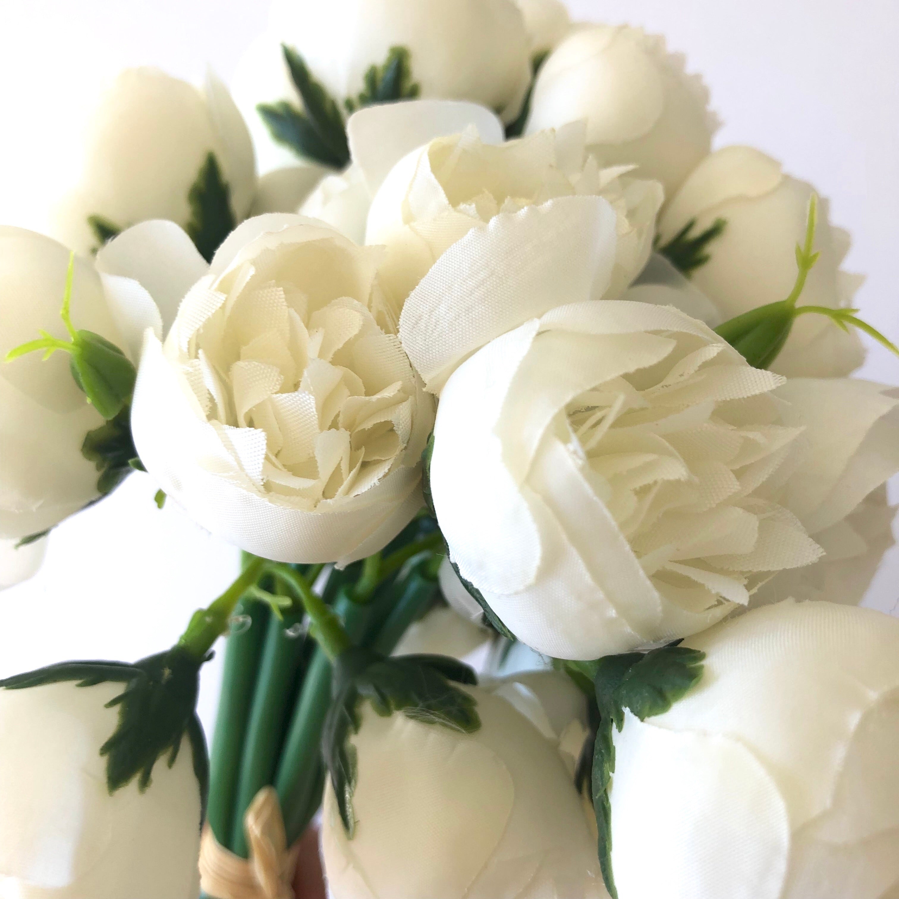 Artificial Silk Tea Rose Flower Bouquet - White
