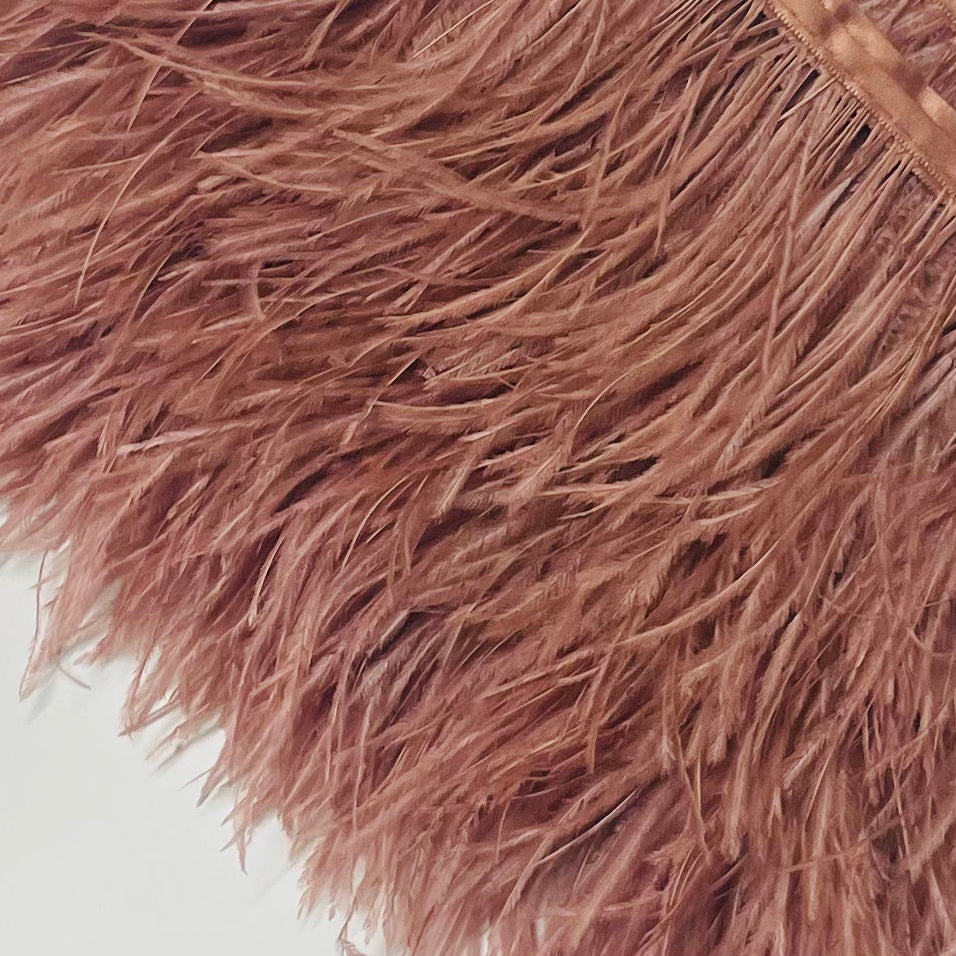 Ostrich Feathers Strung per metre - Vintage Pink