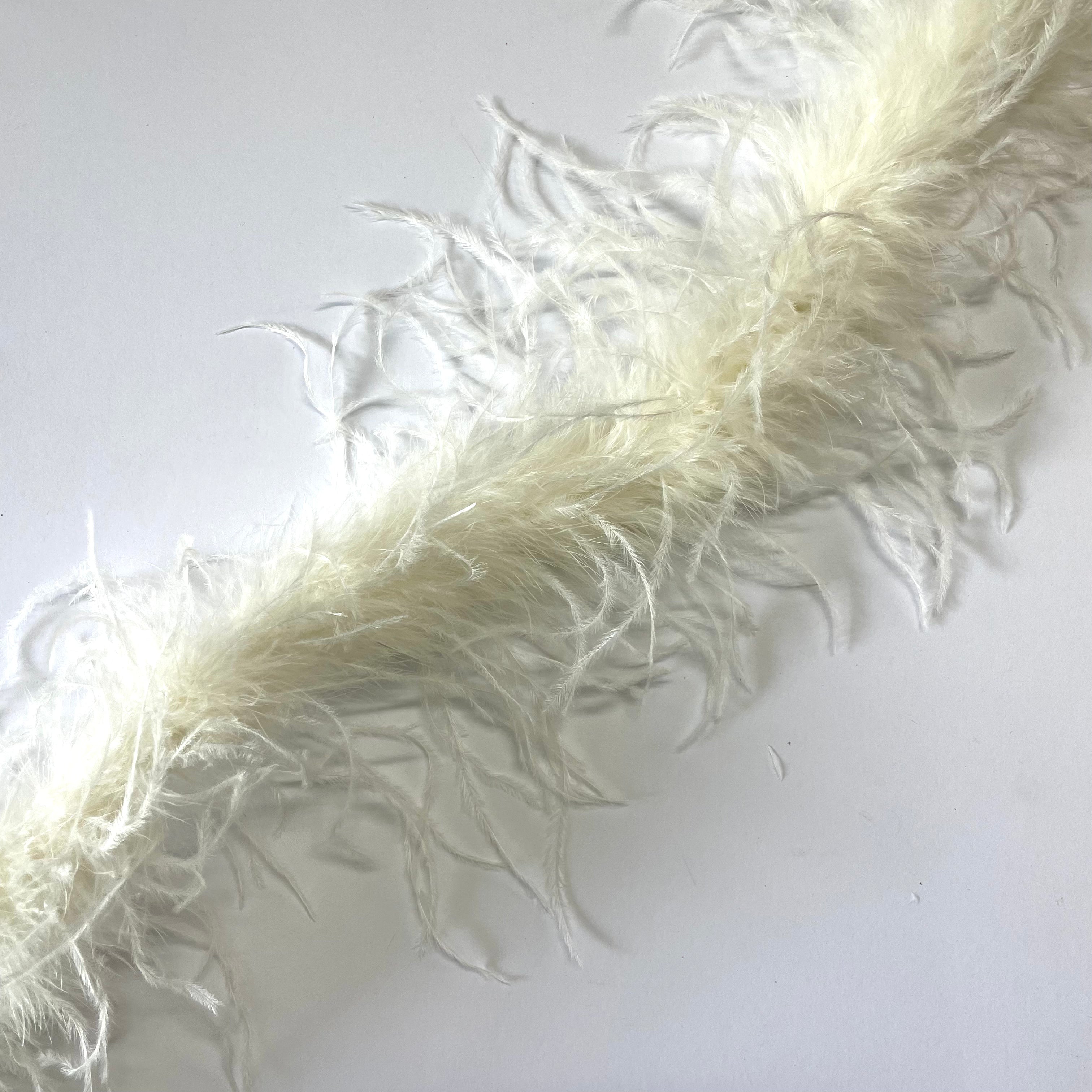 Ostrich & Marabou Feather Boa Trim per 10cm - Ivory