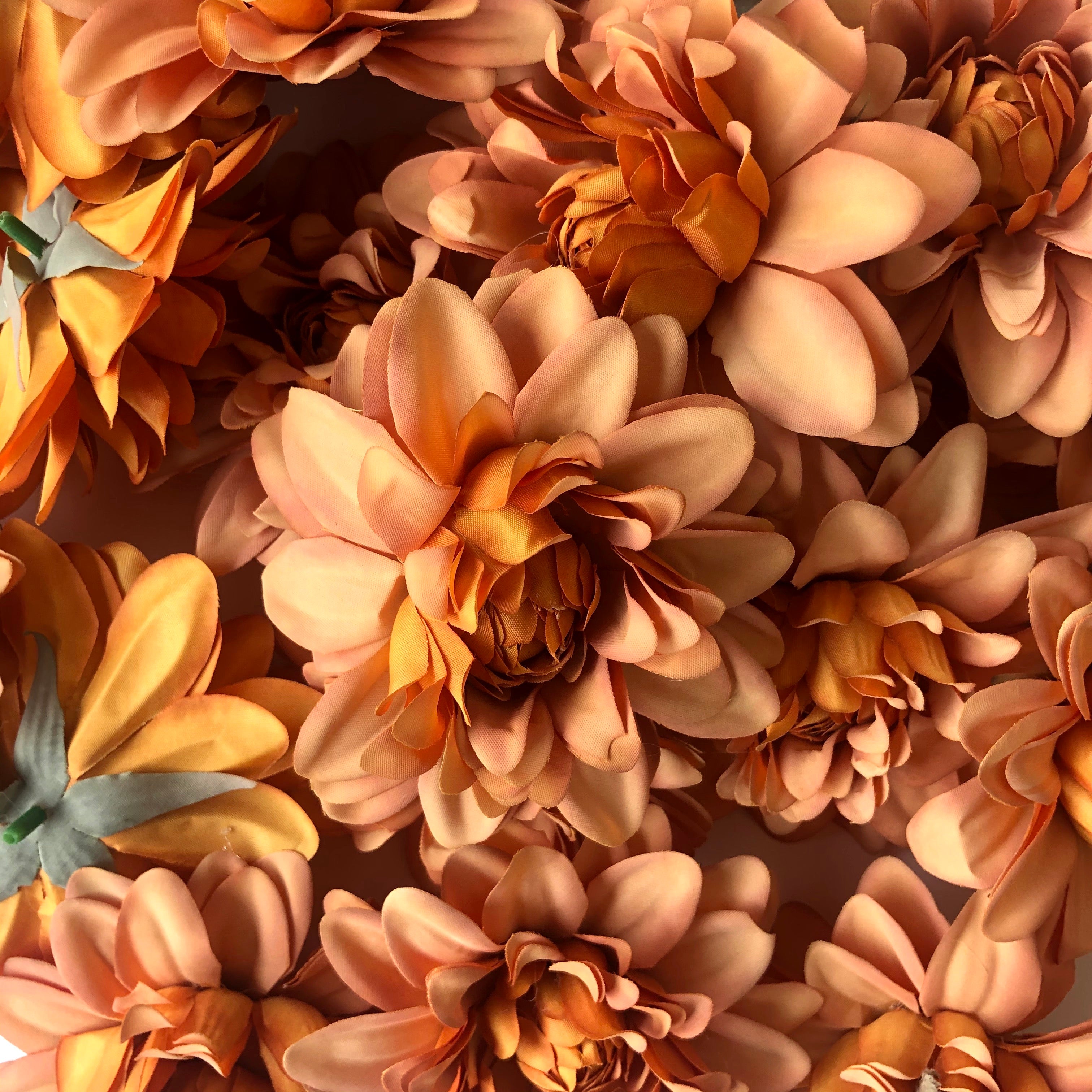 Artificial Silk Flower Heads - Vintage Orange Chrysanthemum Style 15 - 1pc