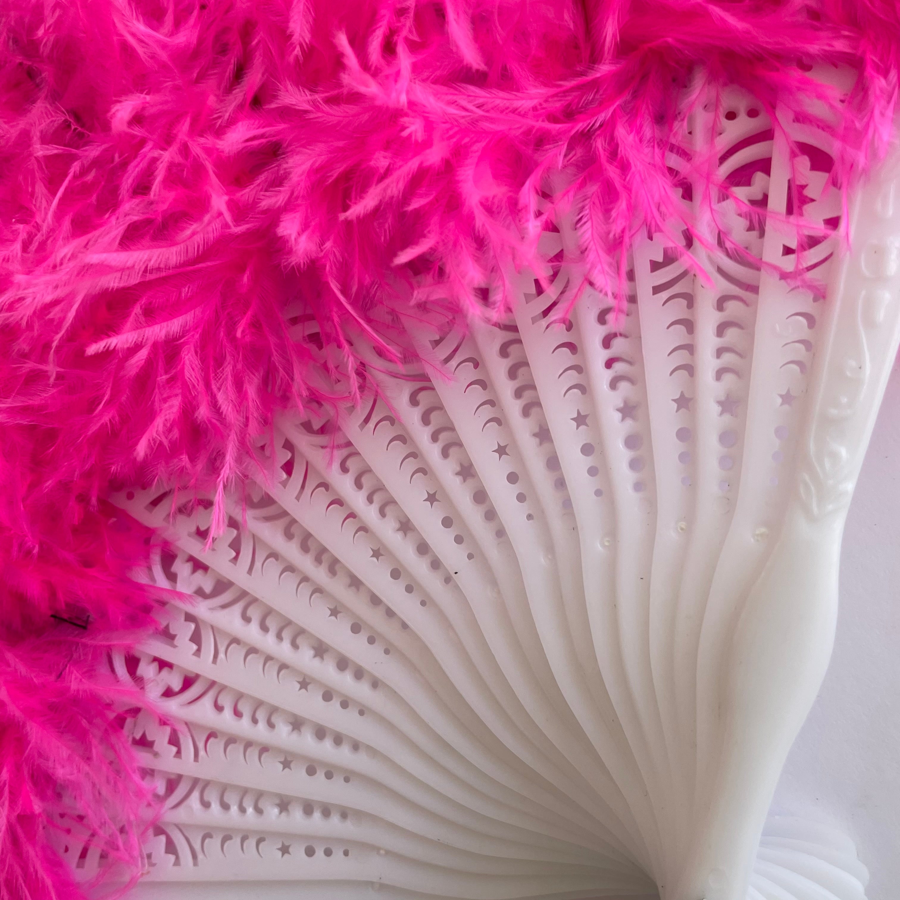 Costume Dance Ostrich Feather Fan - Vintage
