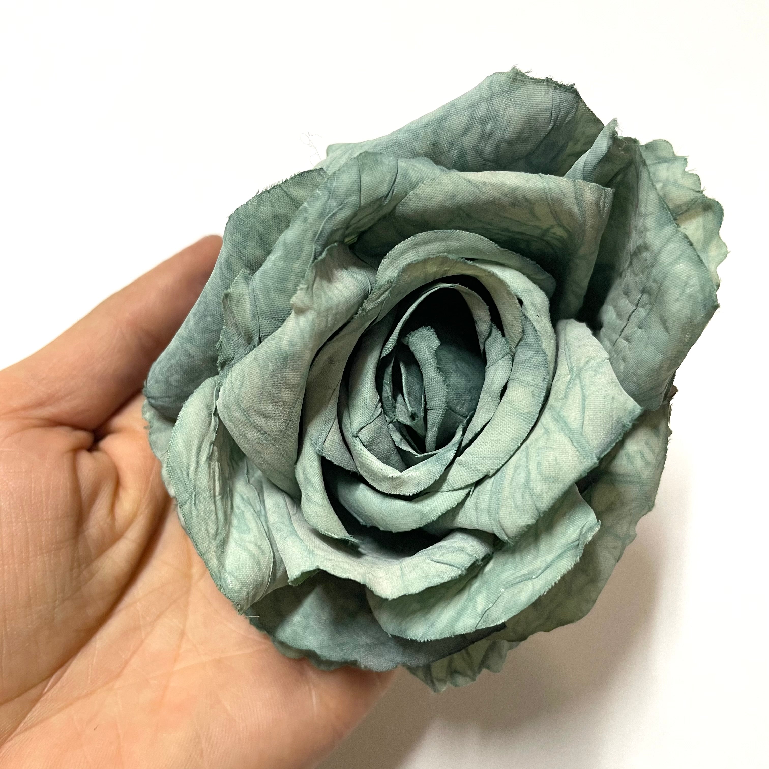 Artificial Silk Flower Heads - Vintage Retro Blue Rose Style 148 - 1pc