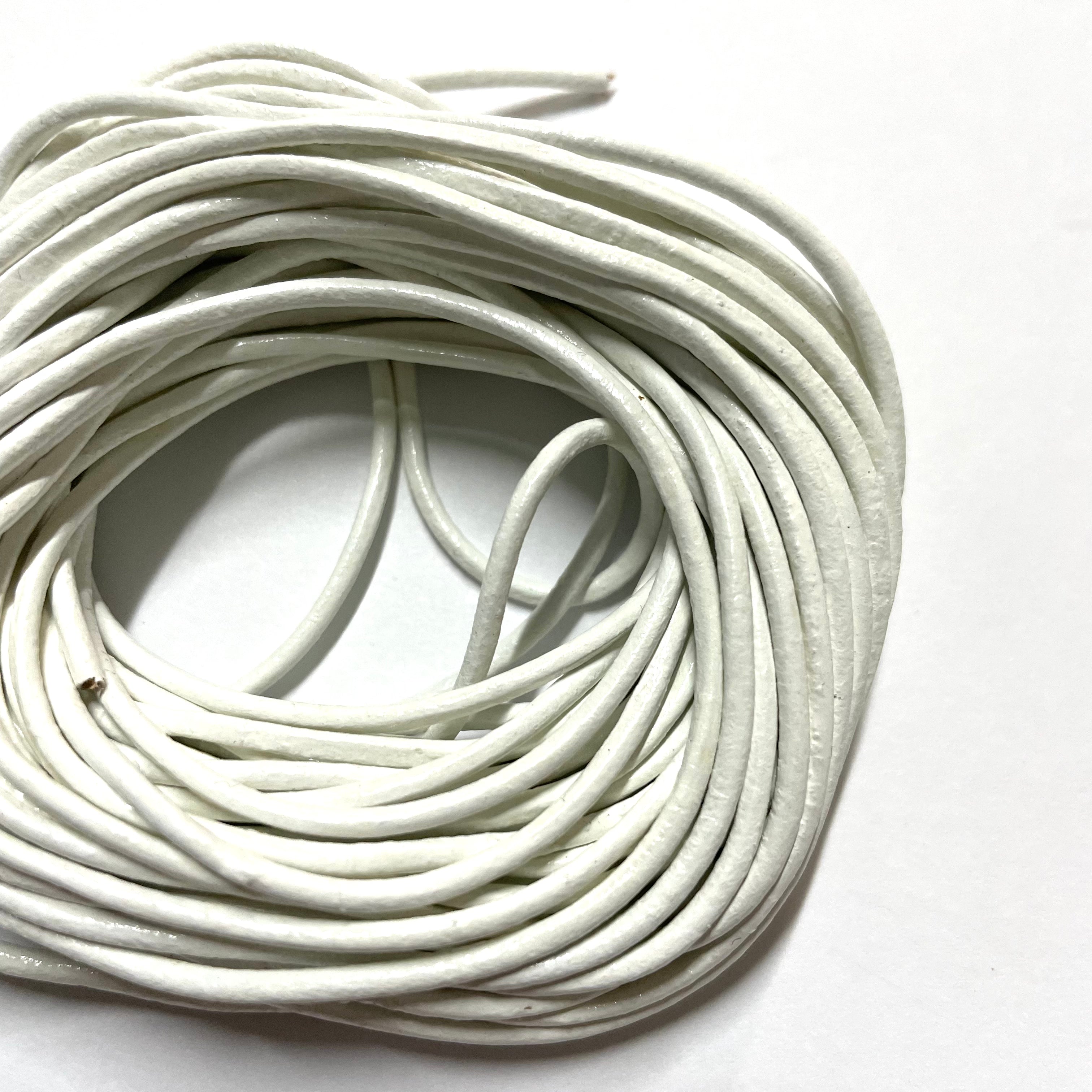 Natural Genuine Leather Cord per 10mtrs - White 2mm
