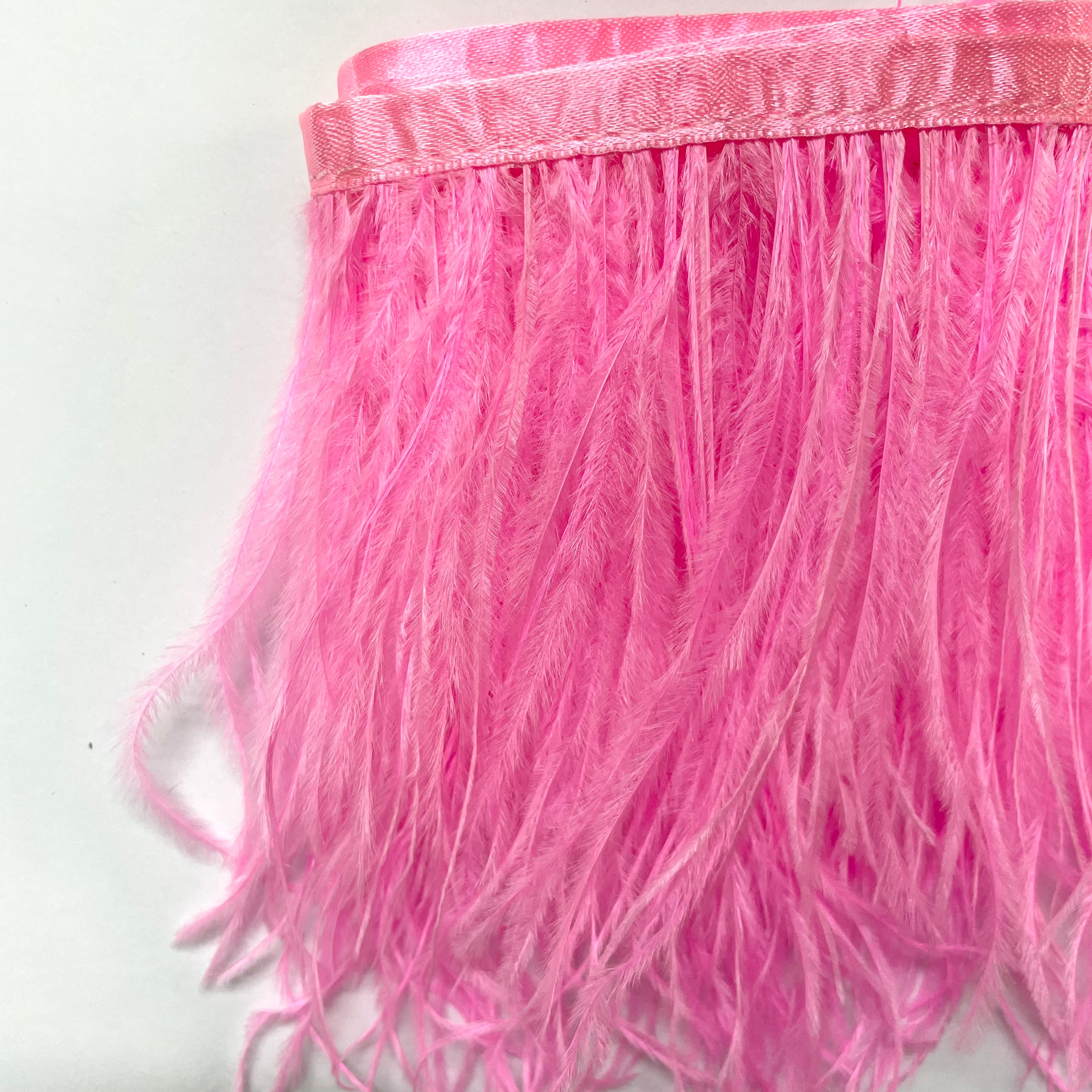 Ostrich Feathers Strung per metre - Hot Pink