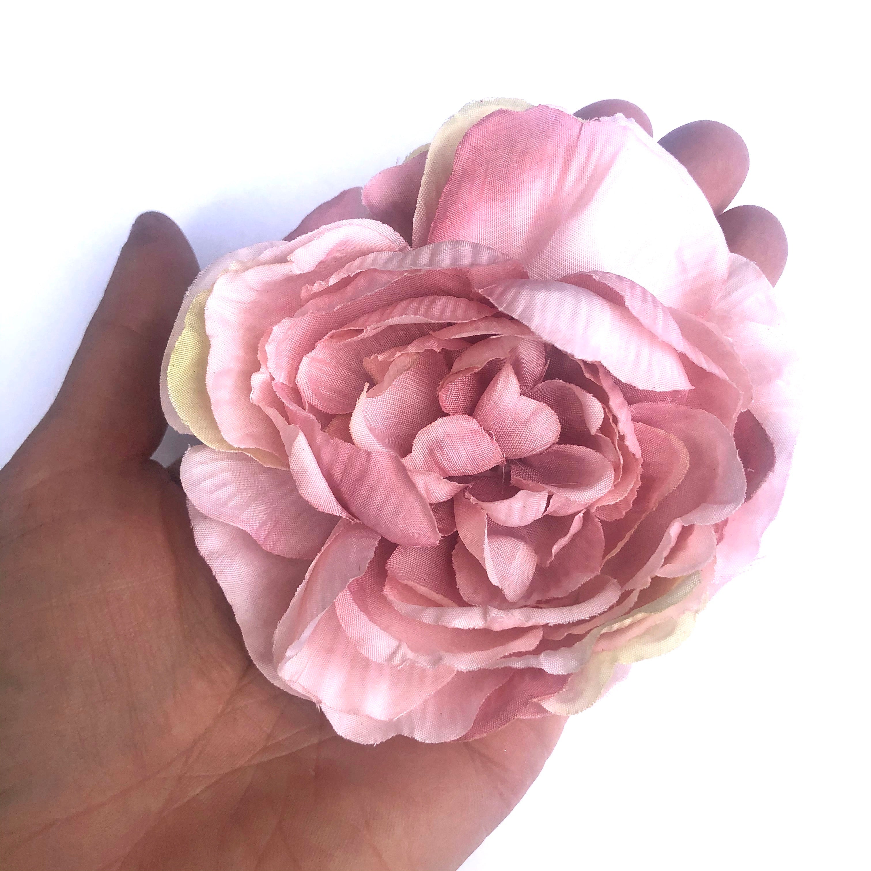 Artificial Silk Flower Head - Pink Rose Style 7 - 1pc