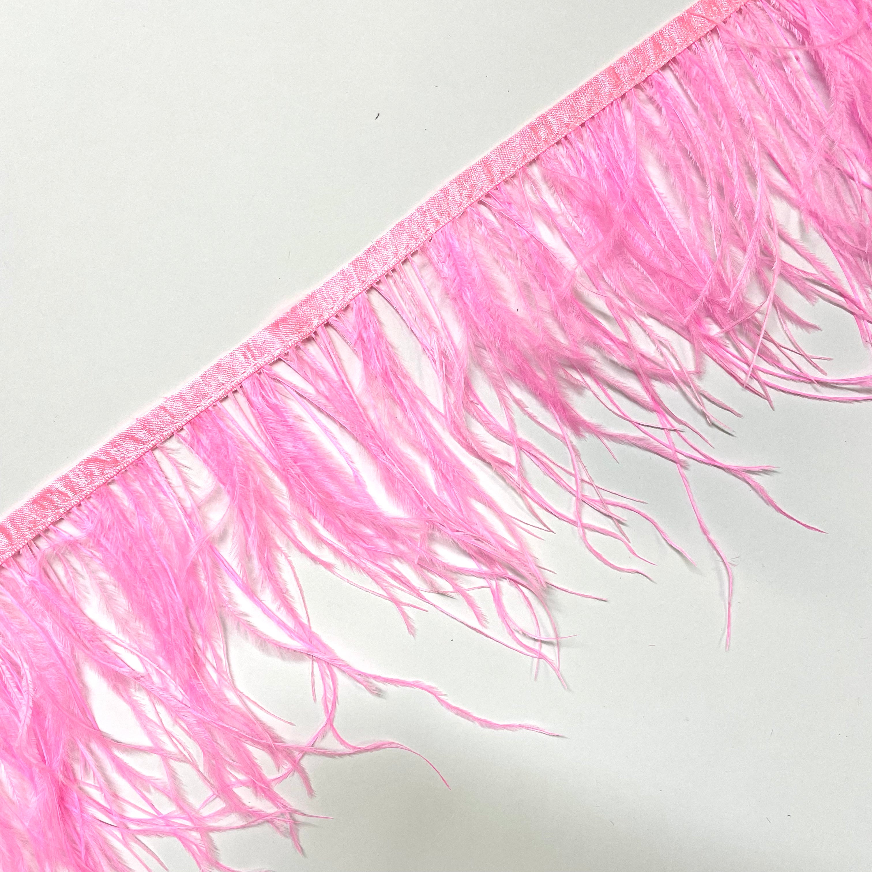 Ostrich Feathers Strung per metre - Hot Pink