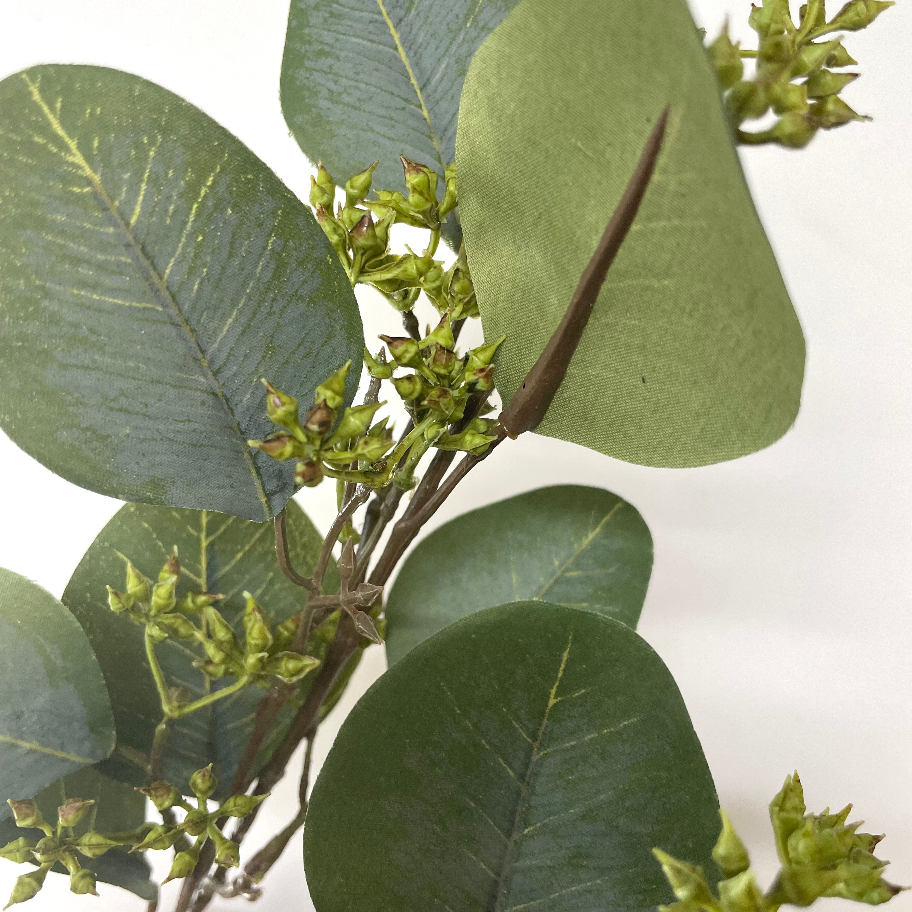 Artificial Silk Australian Native Eucalyptus Leaf and Seed Greenery - Grey Green (Style 1)