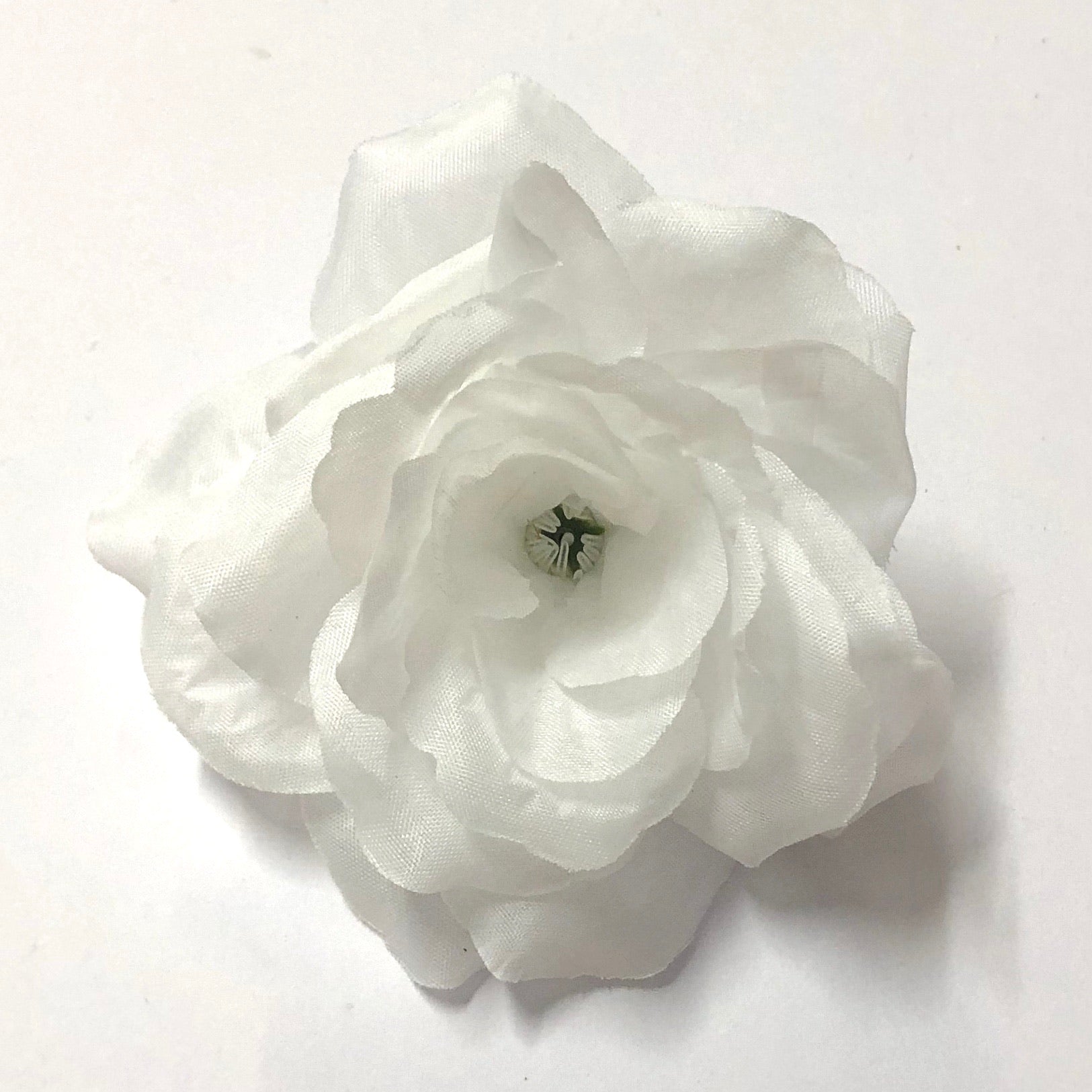 Artificial Silk Flower Head - White Rose Style 115 - 1pc