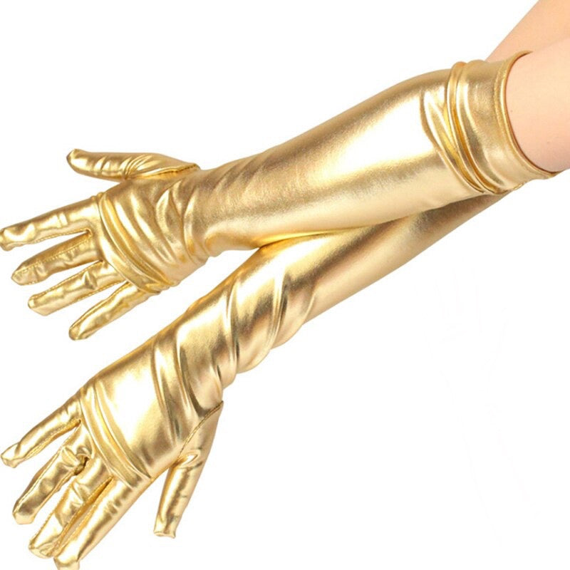 Great Gatsby 1920's Bridal Flapper Long Gloves - Metallic Gold