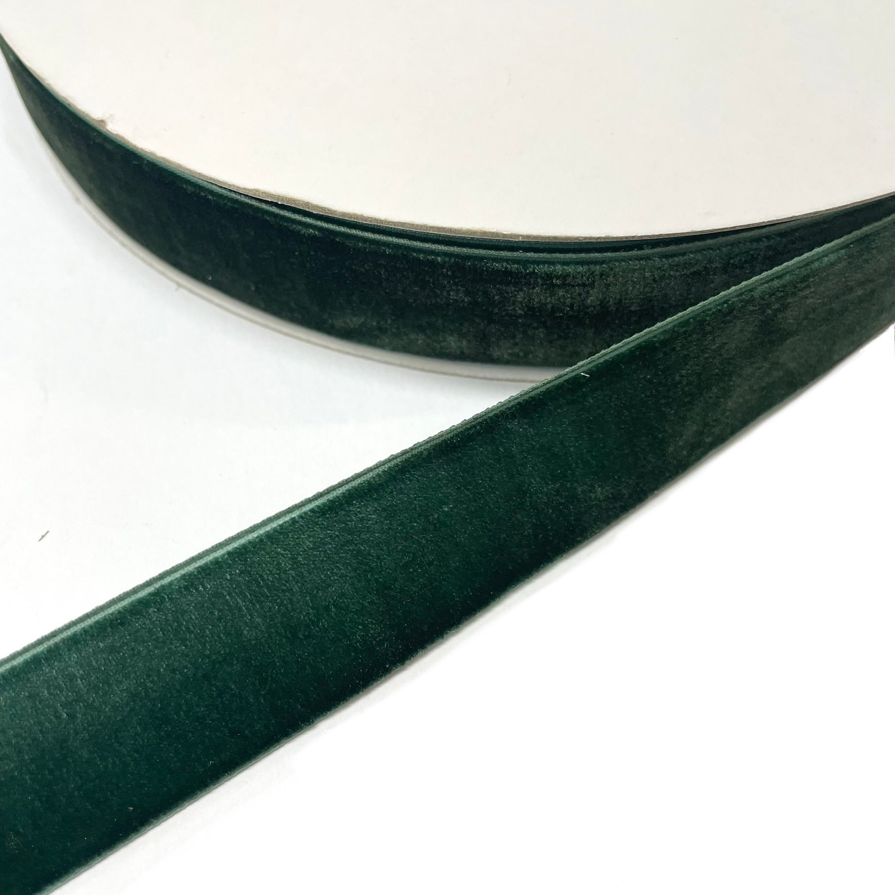 Velvet Single Face 25mm Soft Ribbon 25 Yard Spool - Dark Green