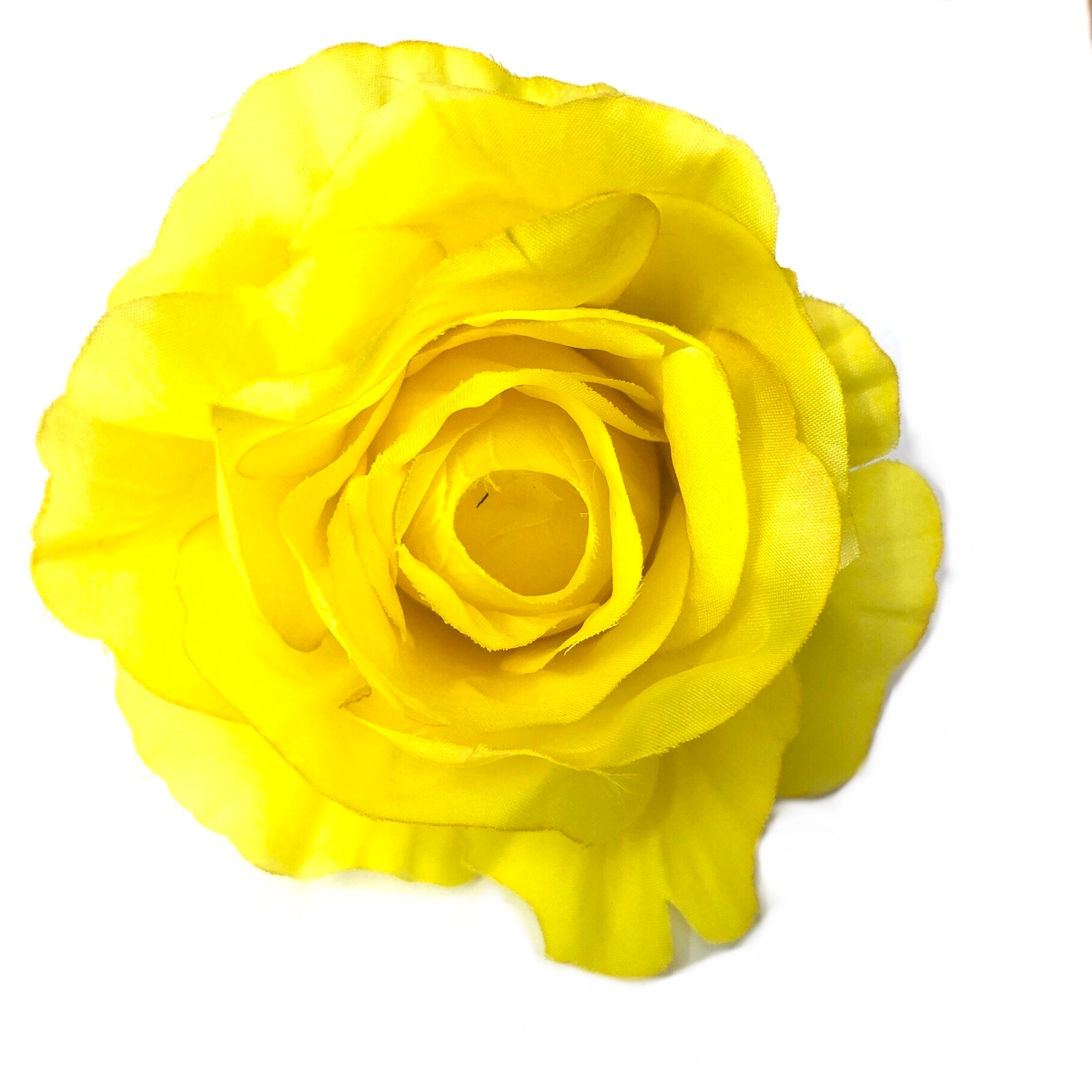 Artificial Silk Flower Head -Yellow Rose Style 118 - 1pc