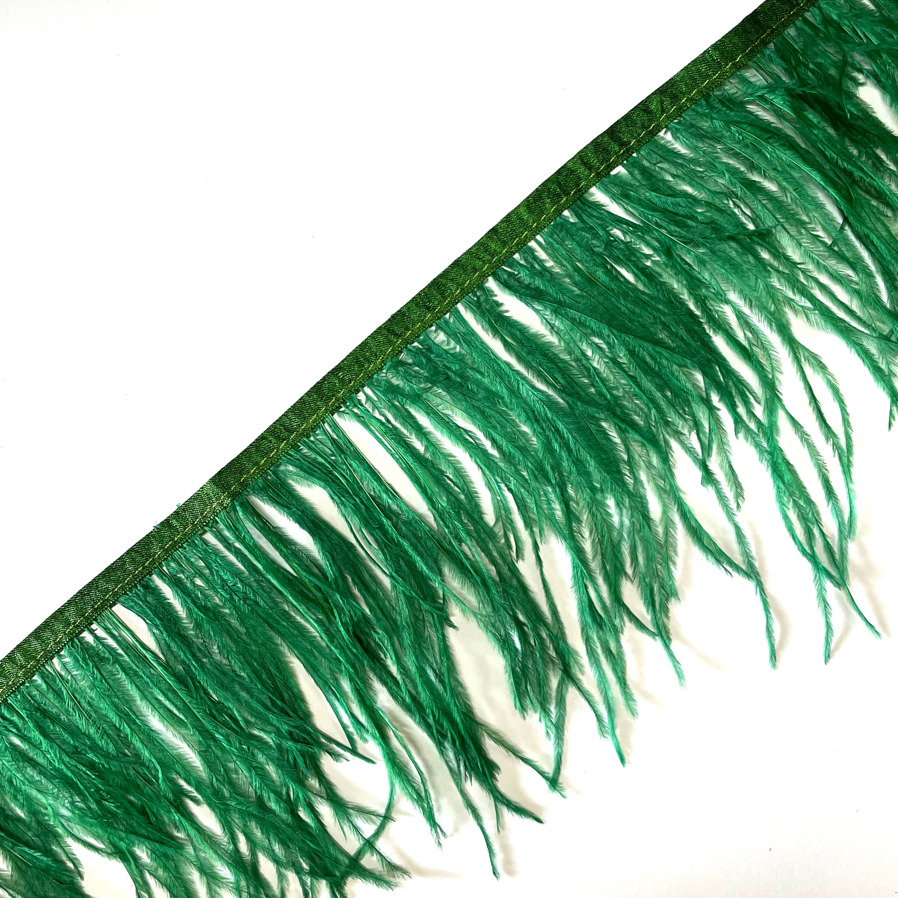 Ostrich Feathers Strung per metre - Emerald Green