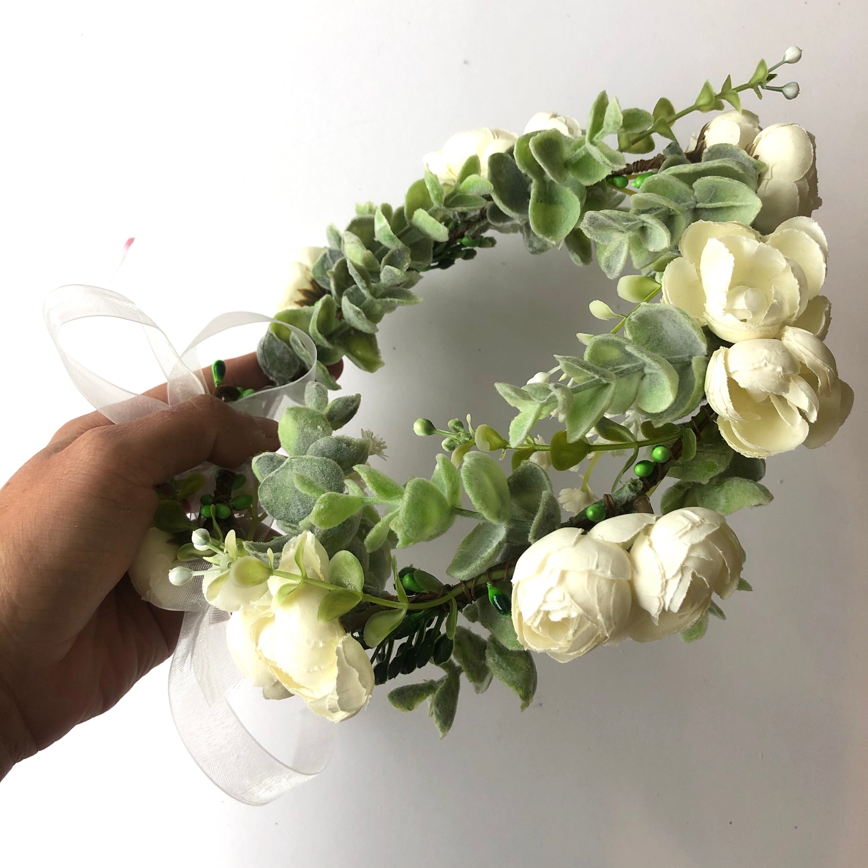 Flower Girl / Holy Communion Floral Flower Crown - White