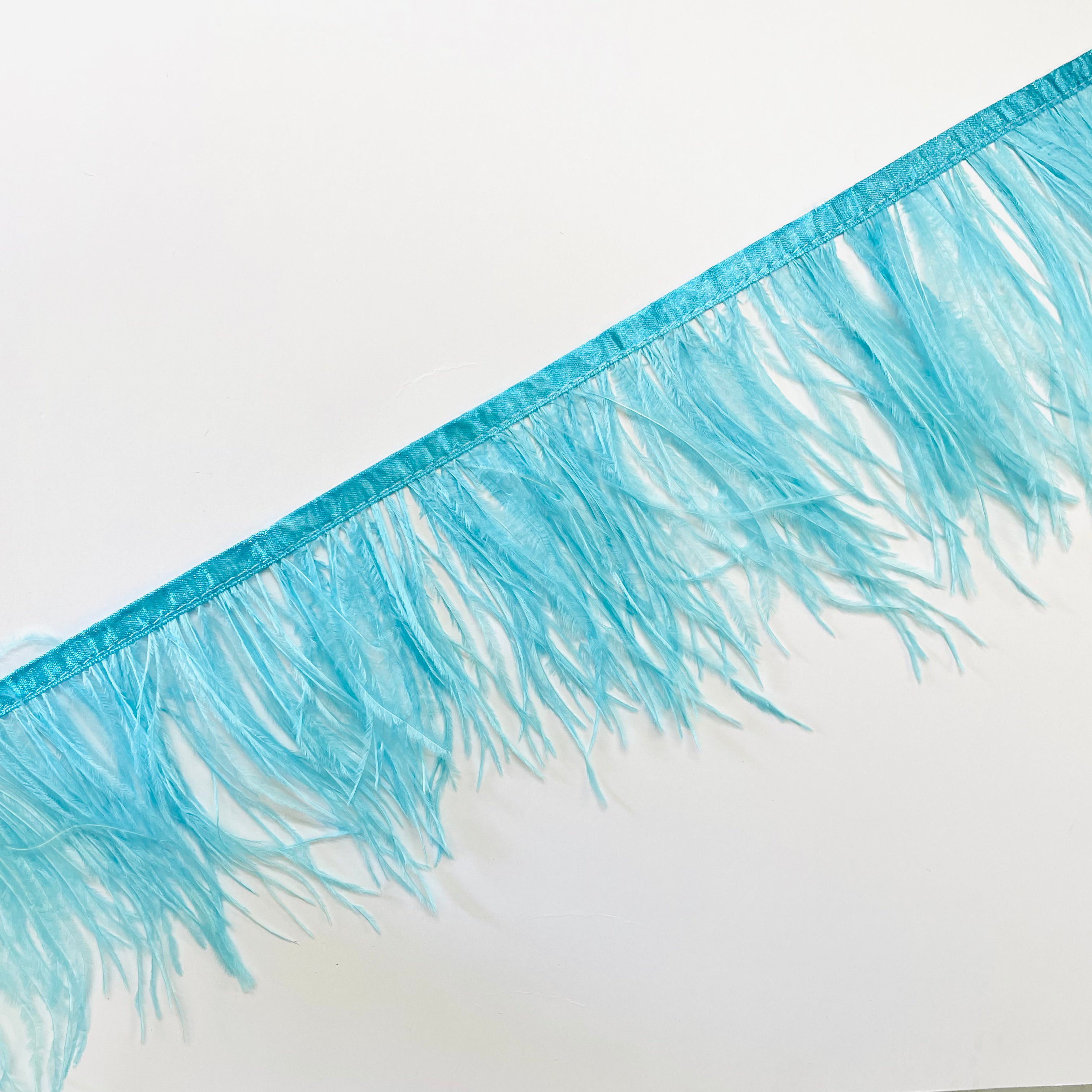 Ostrich Feathers Strung per 10cm - Aqua