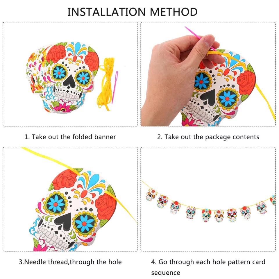 Halloween Day of the Dead Photo Sugar Skull Bunting