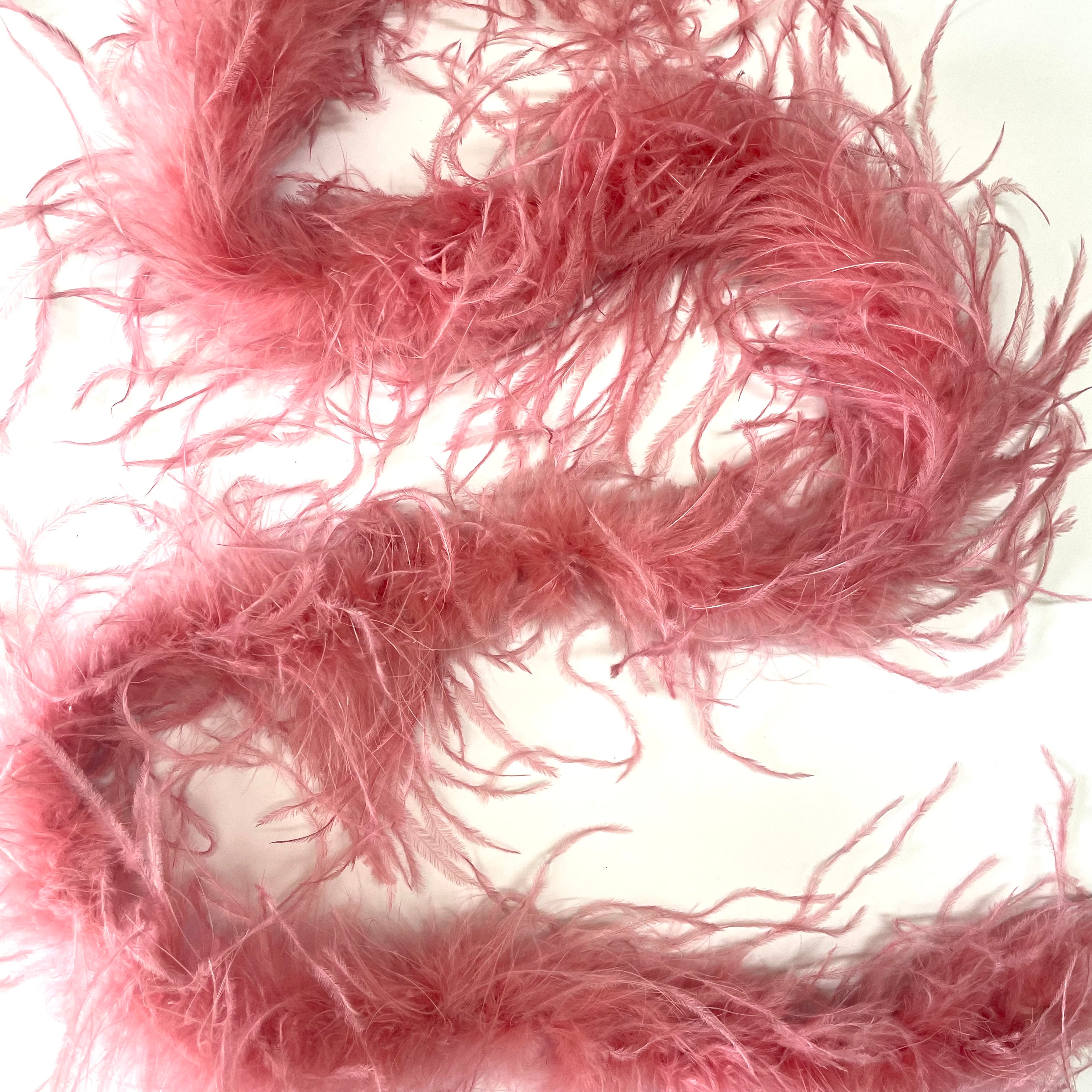 Ostrich & Marabou Feather Boa - Dusty Pink