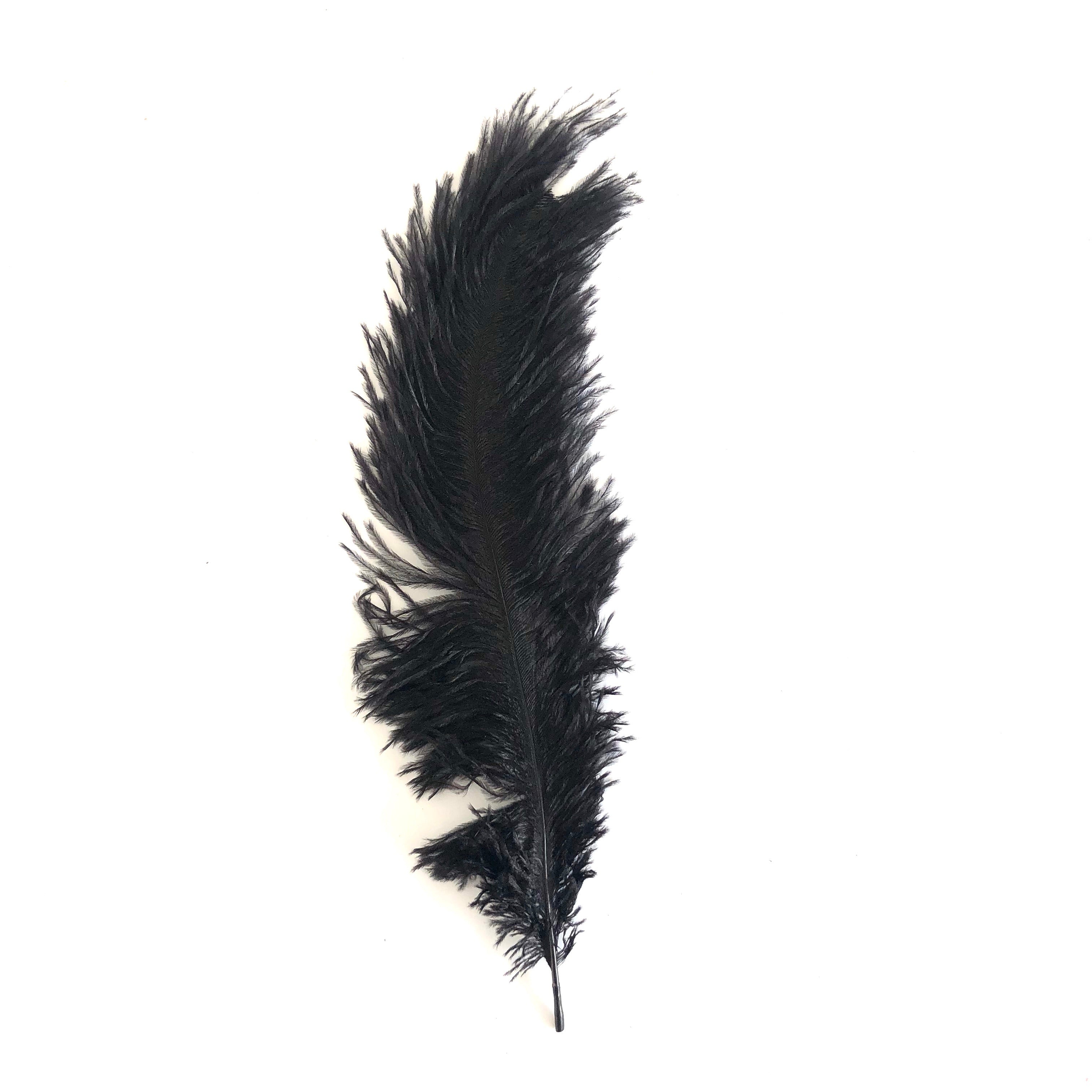 Ostrich Blondine Feather SHORT 10 grams - Black ((SECONDS))