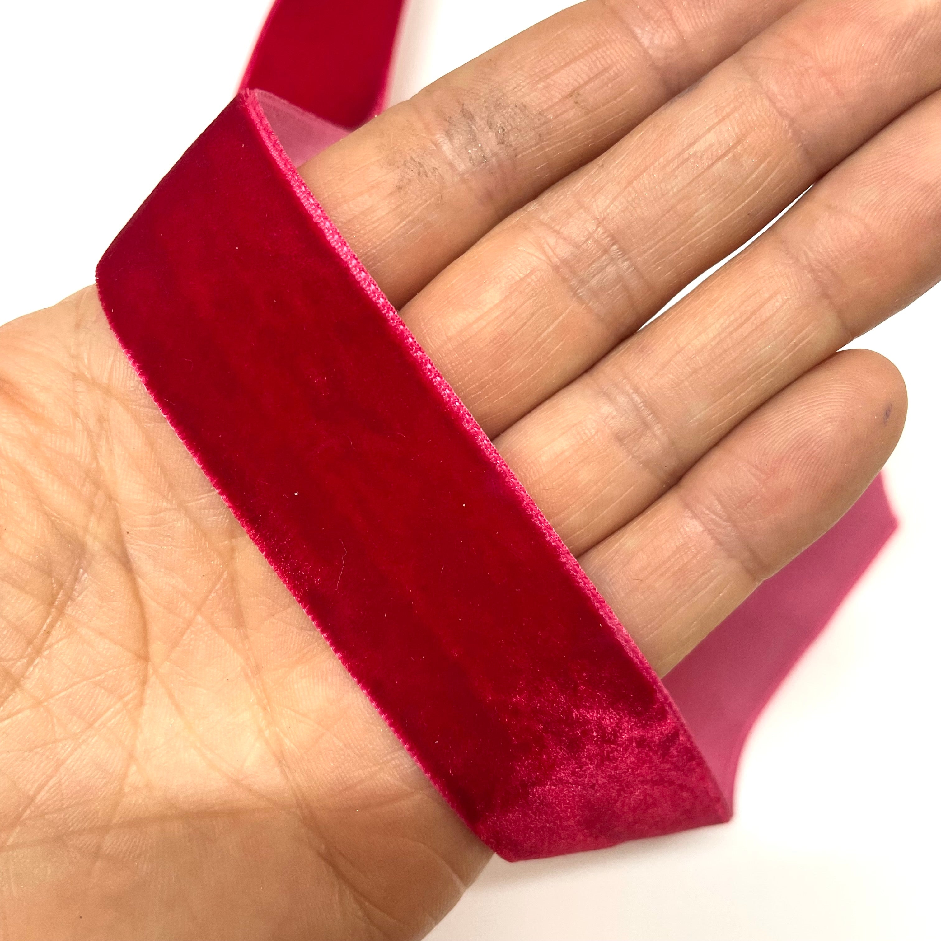 Velvet Single Face 25mm Soft Ribbon 25 Yard Spool - Red