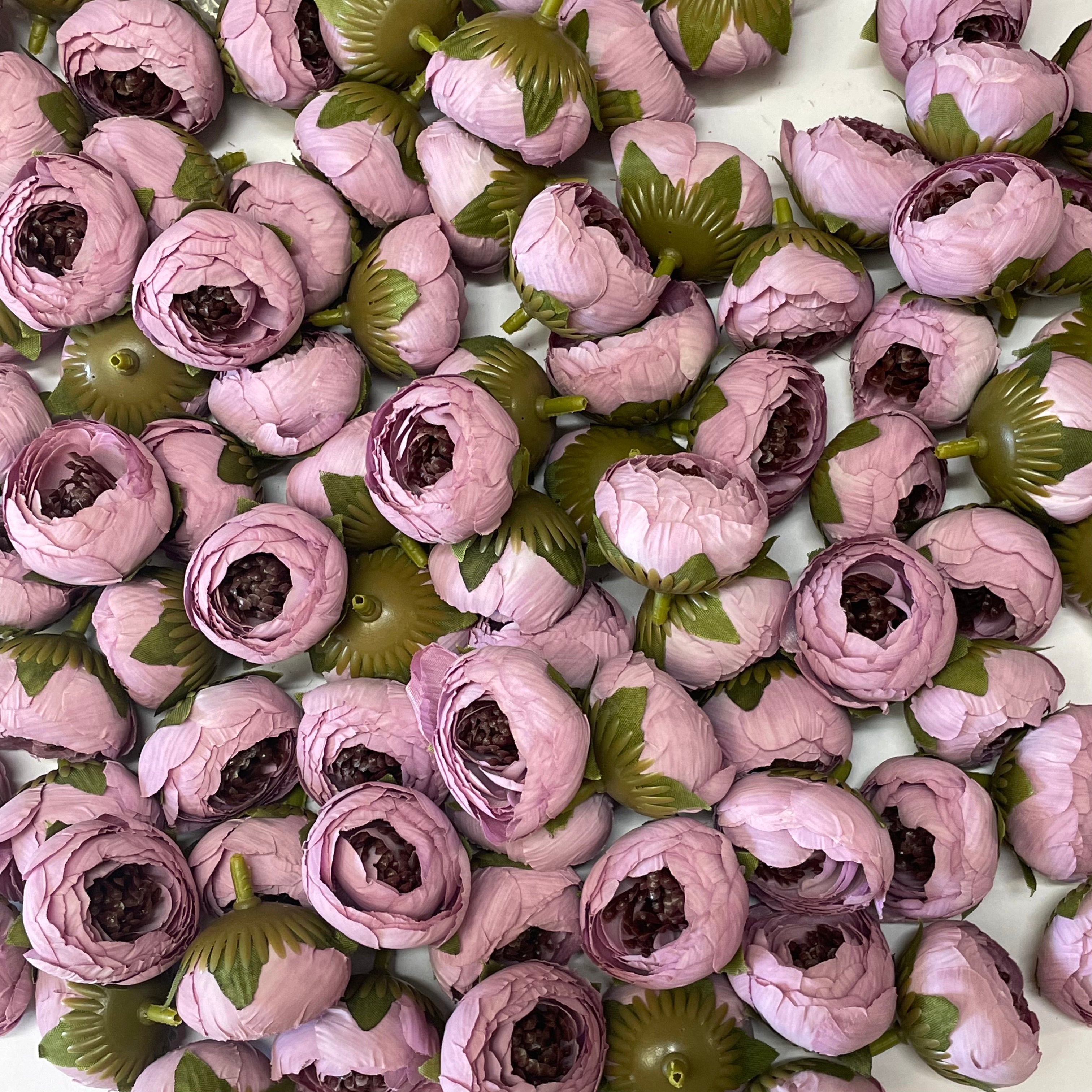 Artificial Silk Flower Heads - Dusty Mauve Rose Style 31  - 5 Pack