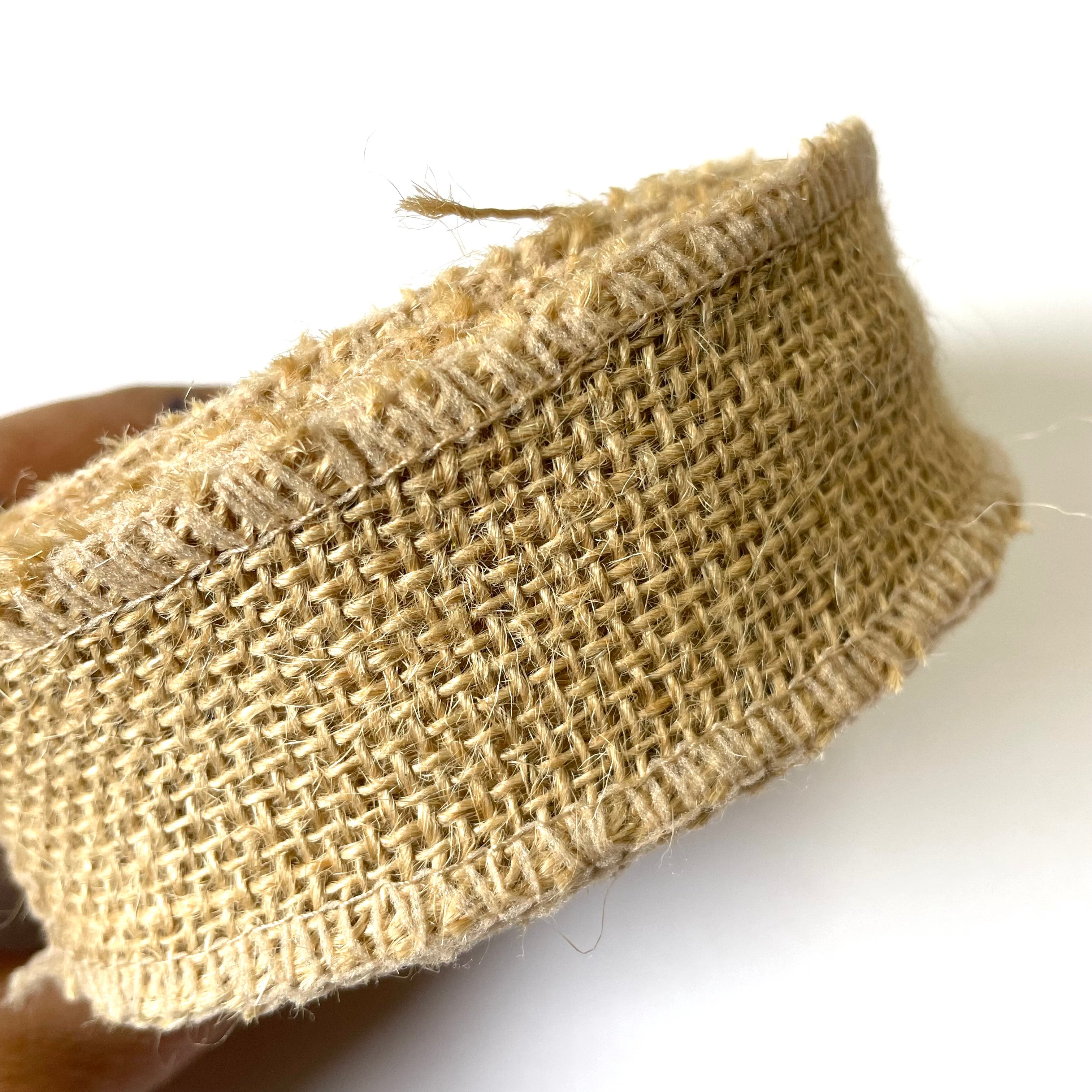 Natural Rustic Christmas Open Weave Jute 40mm Ribbon per 10 mtrs (Style 10)