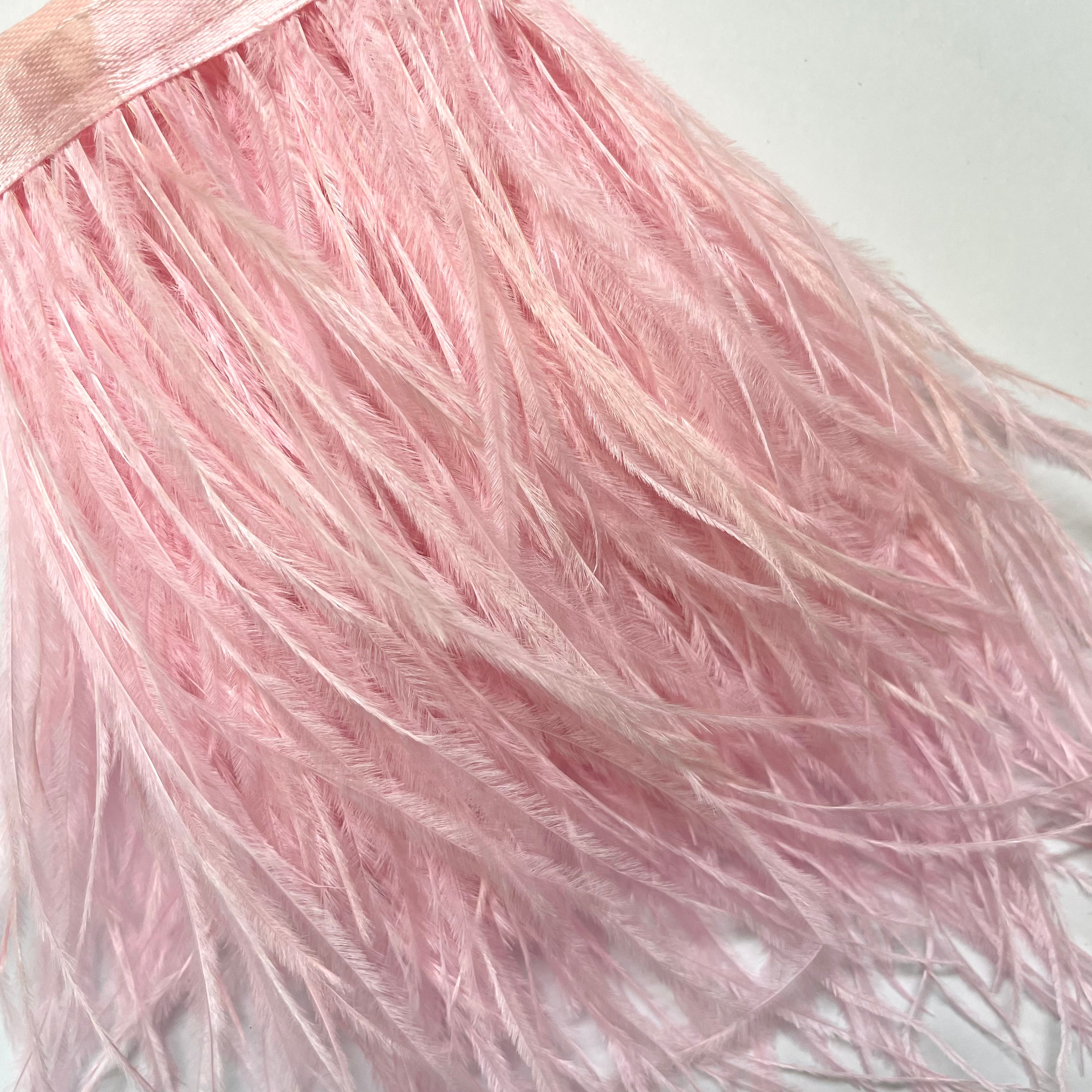 Ostrich Feathers Strung per 10cm - Pink