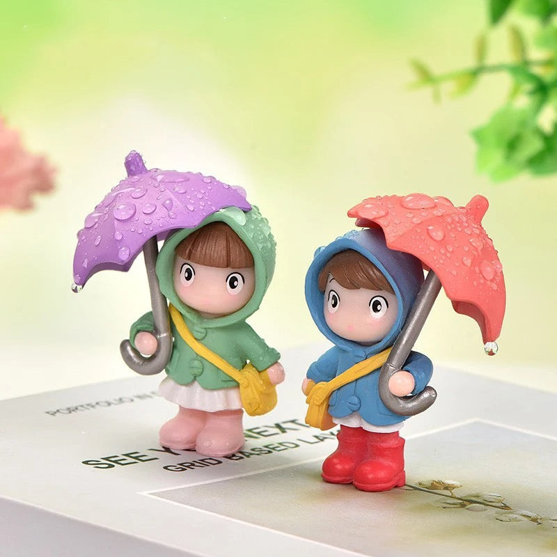 Fairy Garden Terrarium Resin Miniature Umbrella Kids x 4pcs