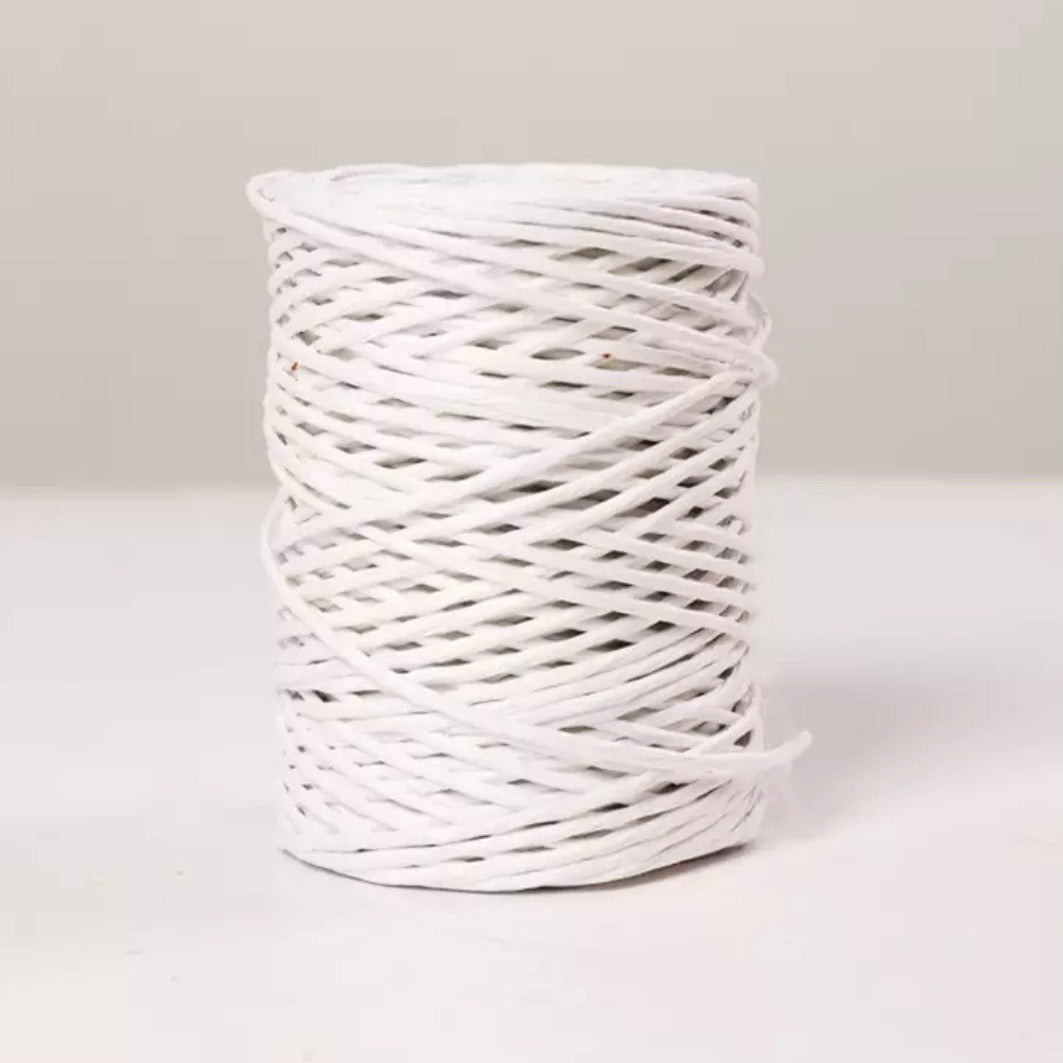 Iron Wire Paper Rattan 1mm Cord Roll 40 mtrs - White