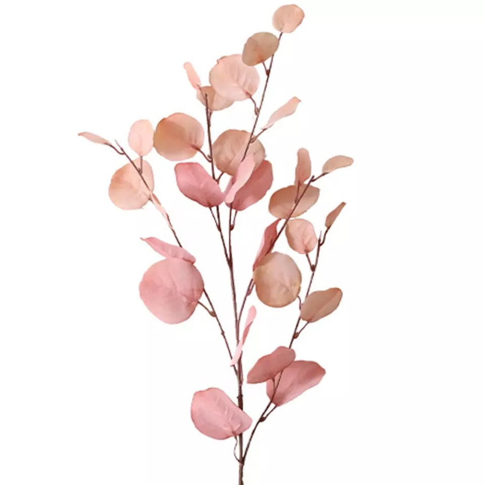 Australian Native Silk Silver Dollar Eucalyptus Greenery Spray - Pink (STYLE 2)