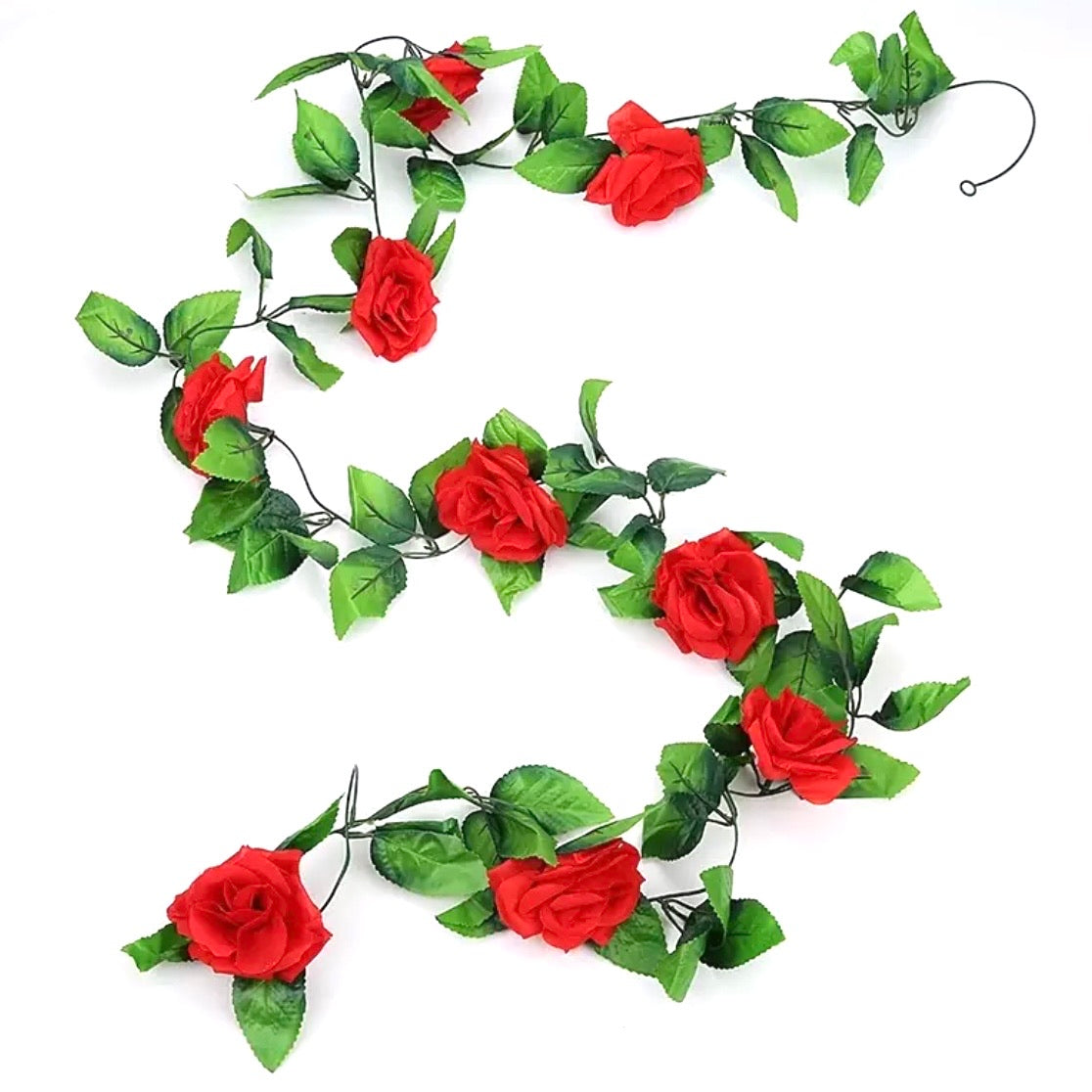Artificial Silk Flower Rose Garland - Red