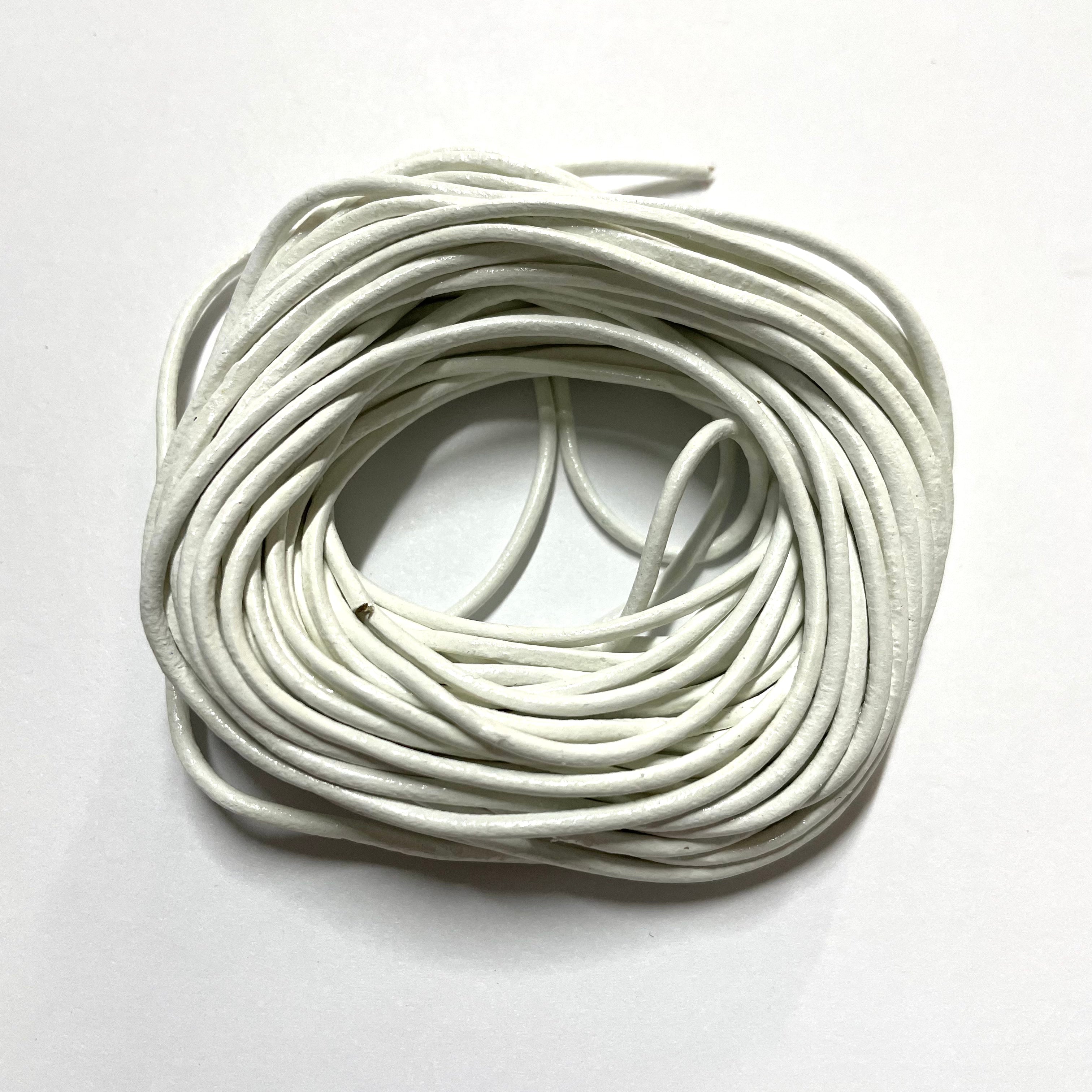 Natural Genuine Leather Cord per 10mtrs - White 2mm