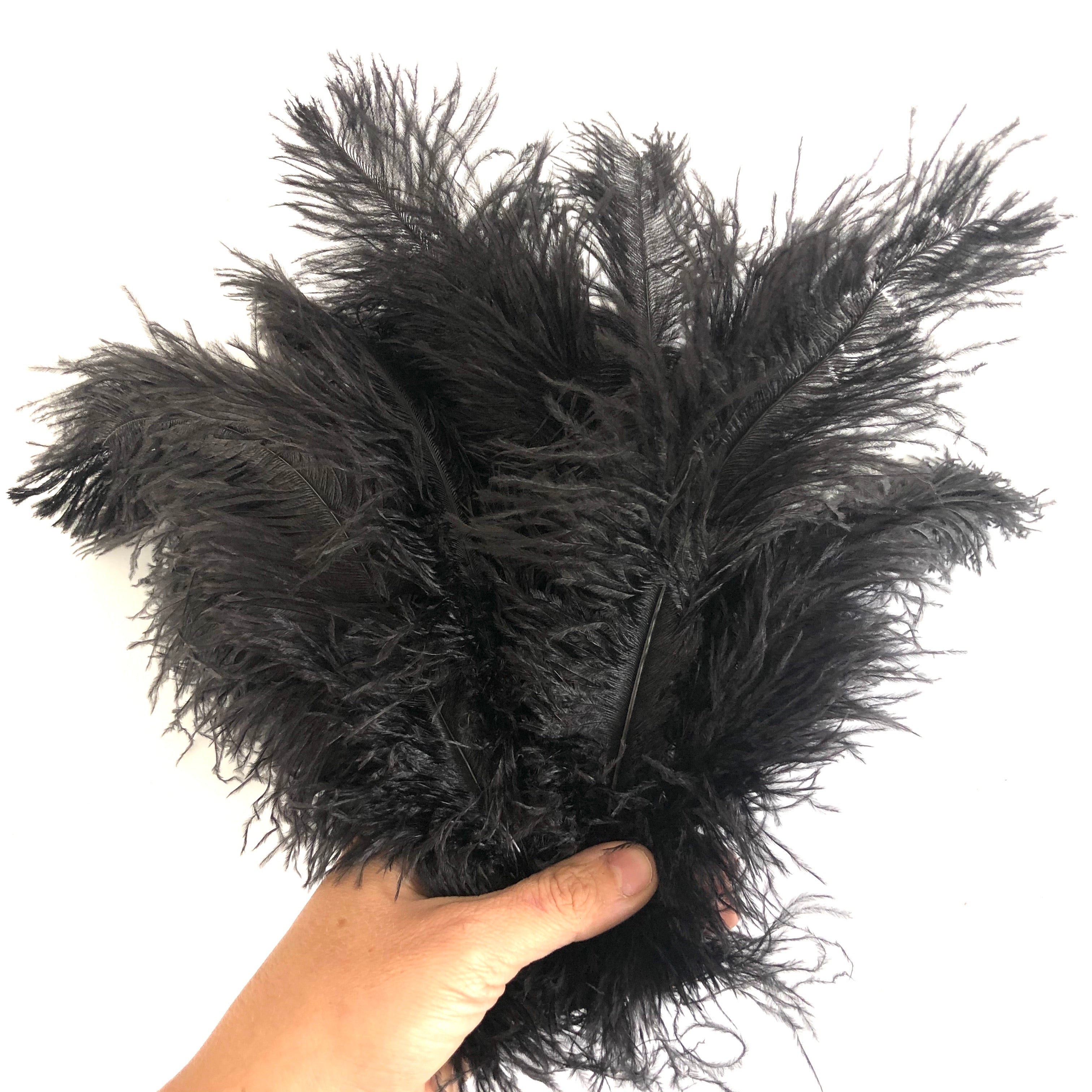 Ostrich Blondine Feather SHORT 10 grams - Black ((SECONDS))