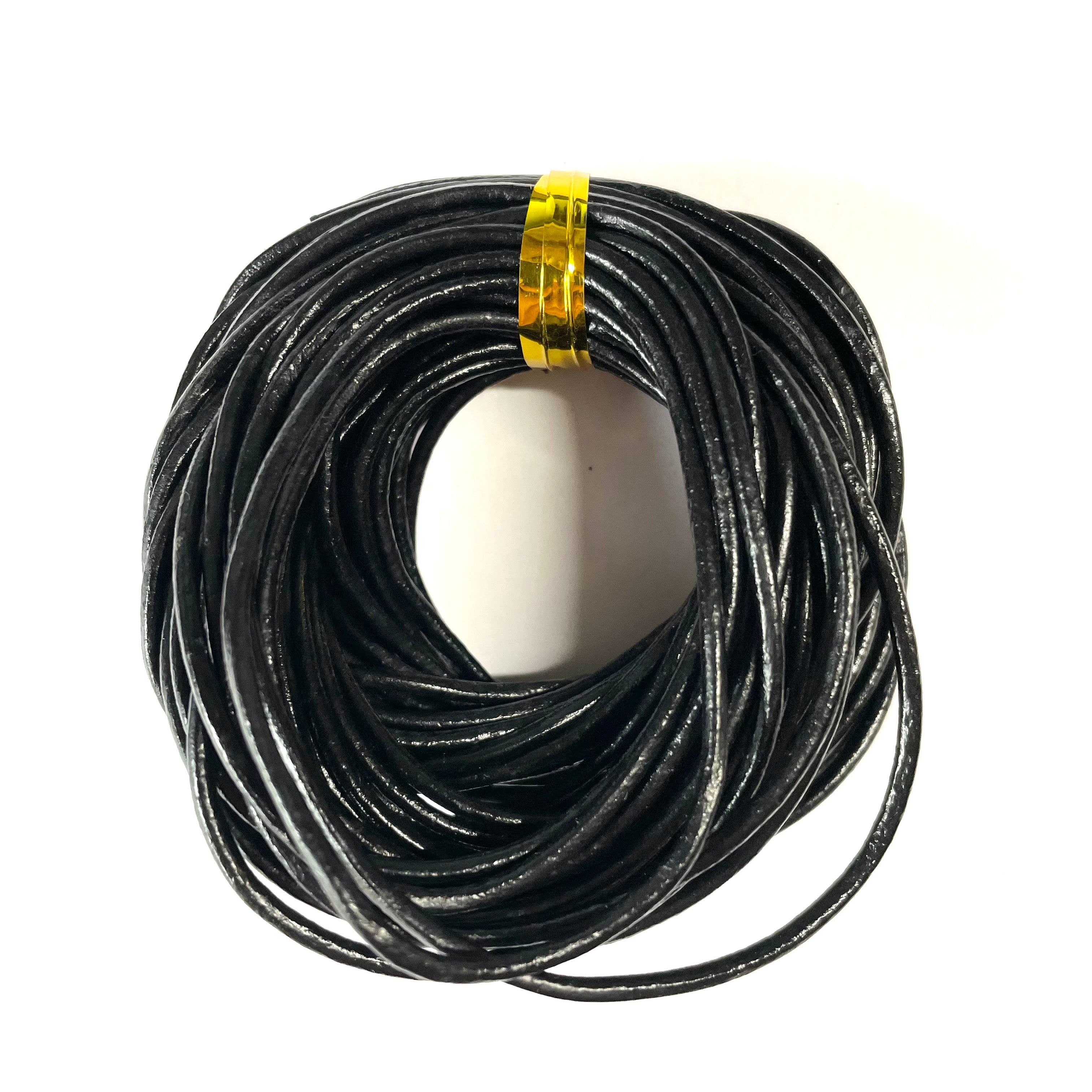 Natural Genuine Leather Cord per 10mtrs - Black 2mm