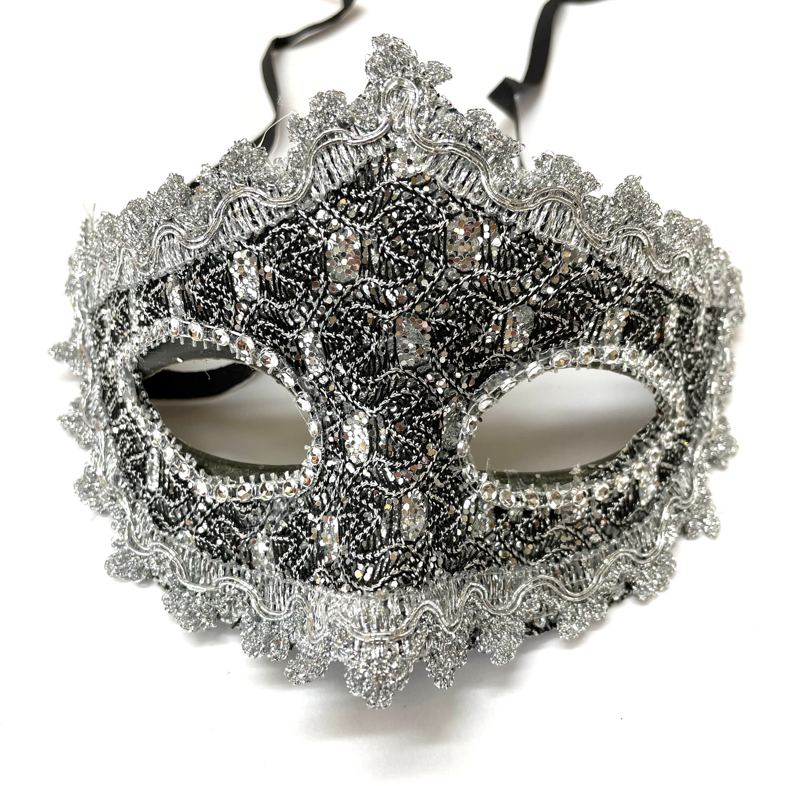 Women Lace Masque Sexy Elegant Masquerade Party Eye Mask  - Silver Black  ((Style 3))