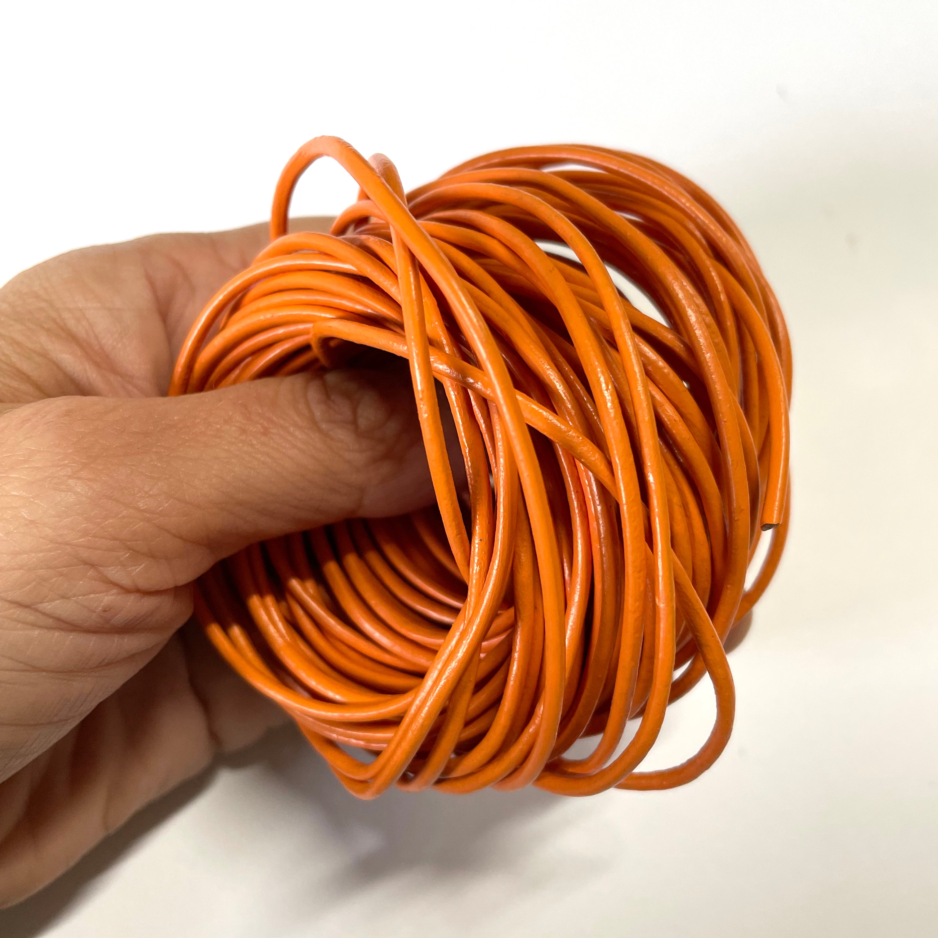 Natural Genuine Leather Cord per 10mtrs - Orange 2mm