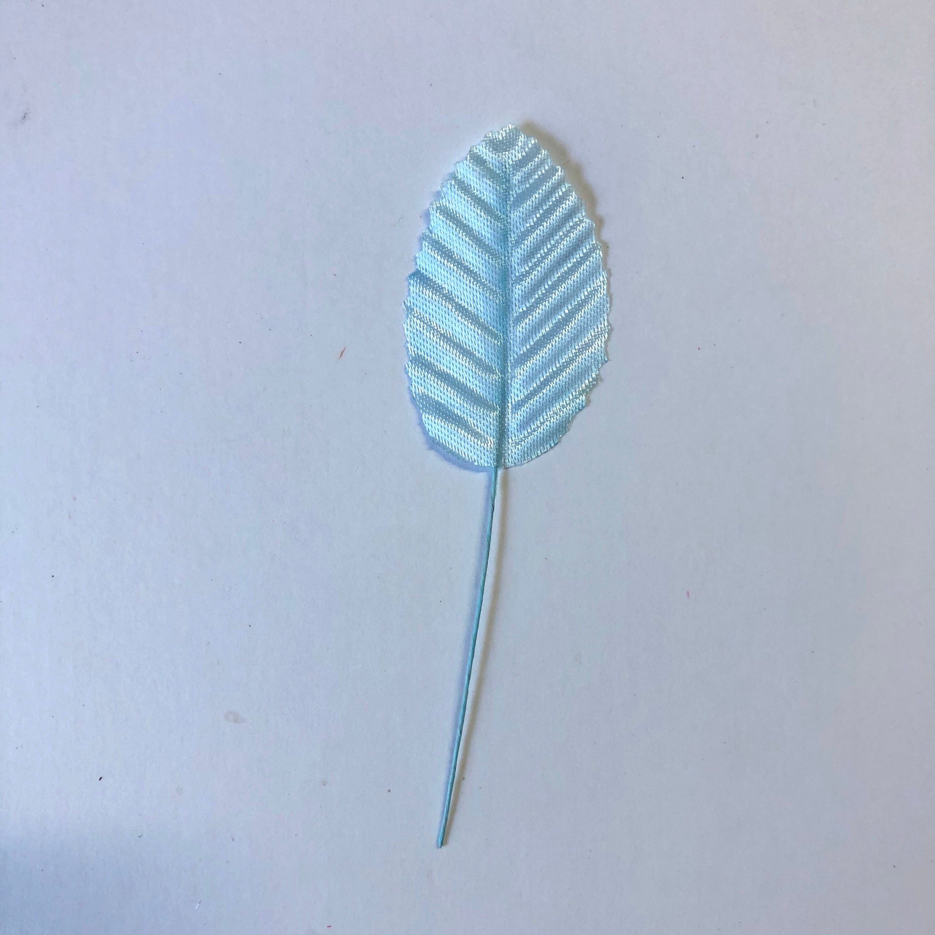 Artificial Satin Wired Leaves - Light Blue