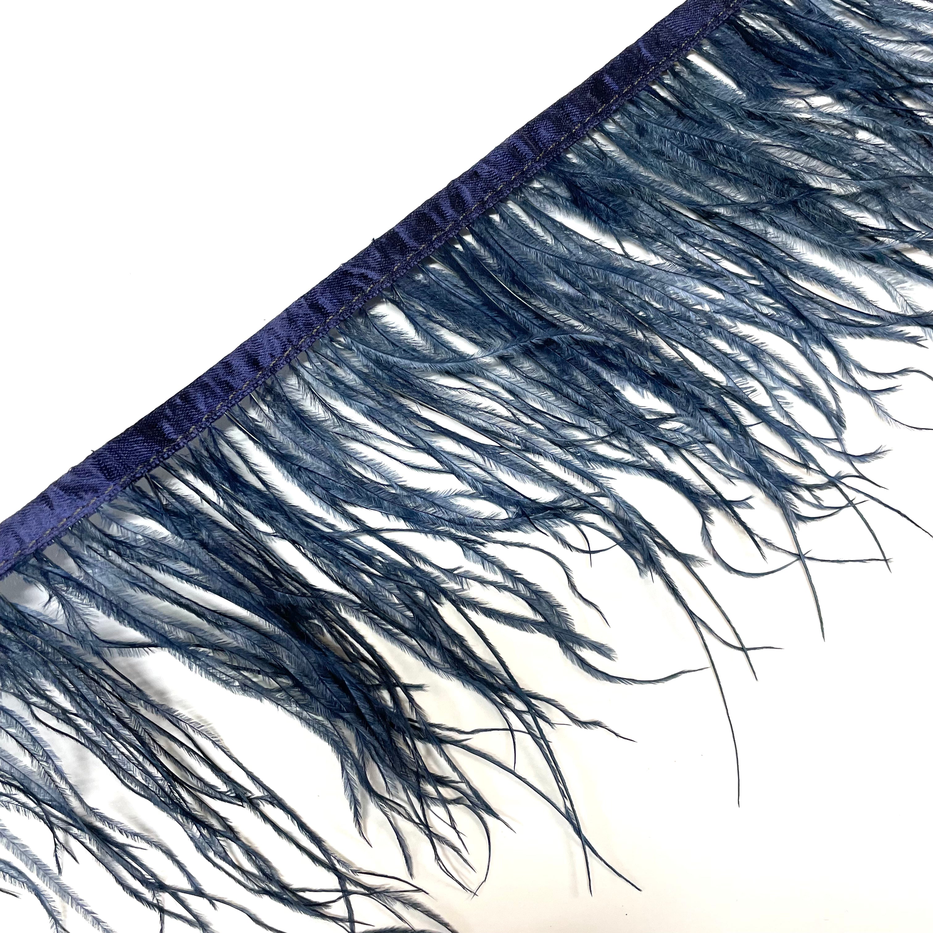 Ostrich Feathers Strung per metre - Navy