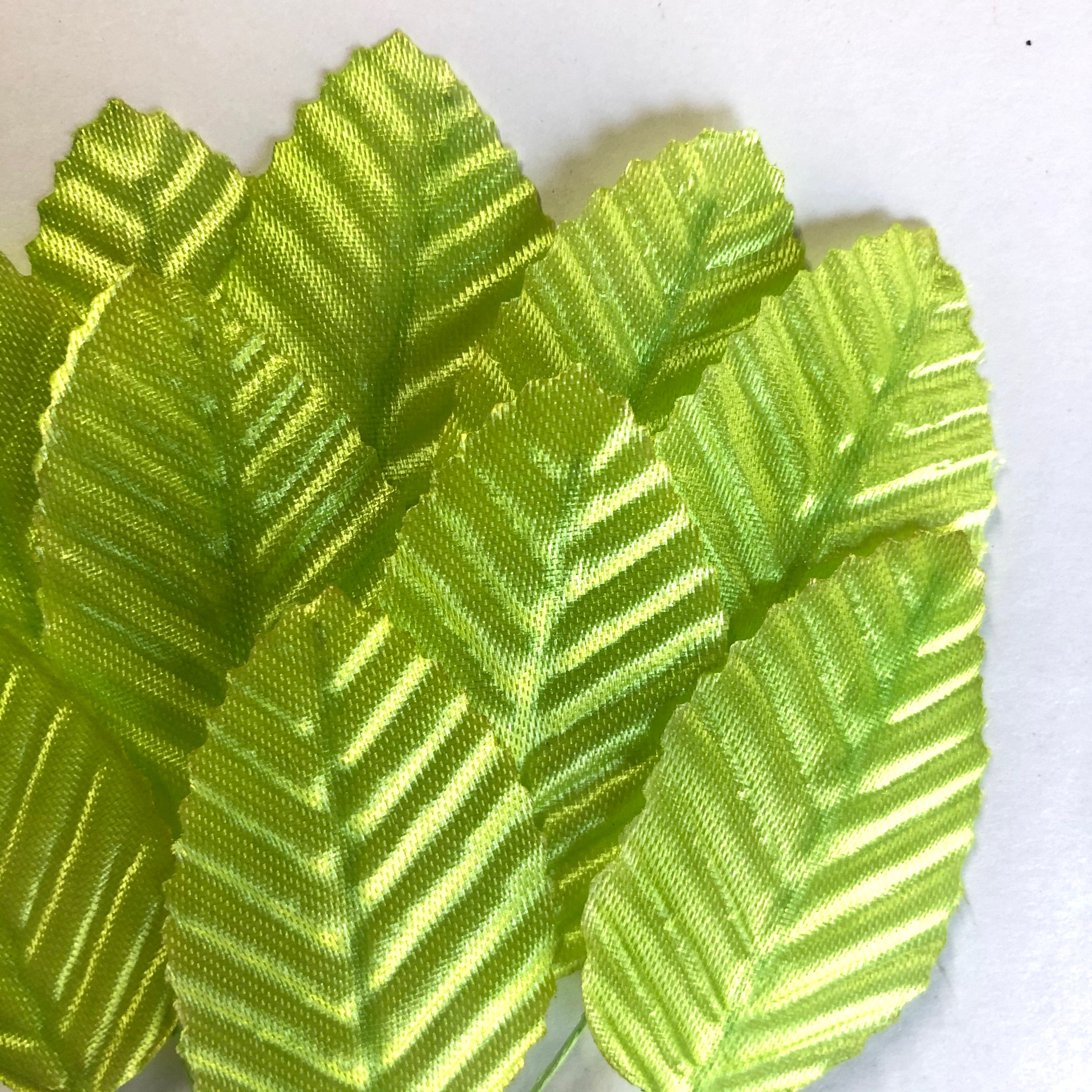 Artificial Satin Wired Leaves - Light Green