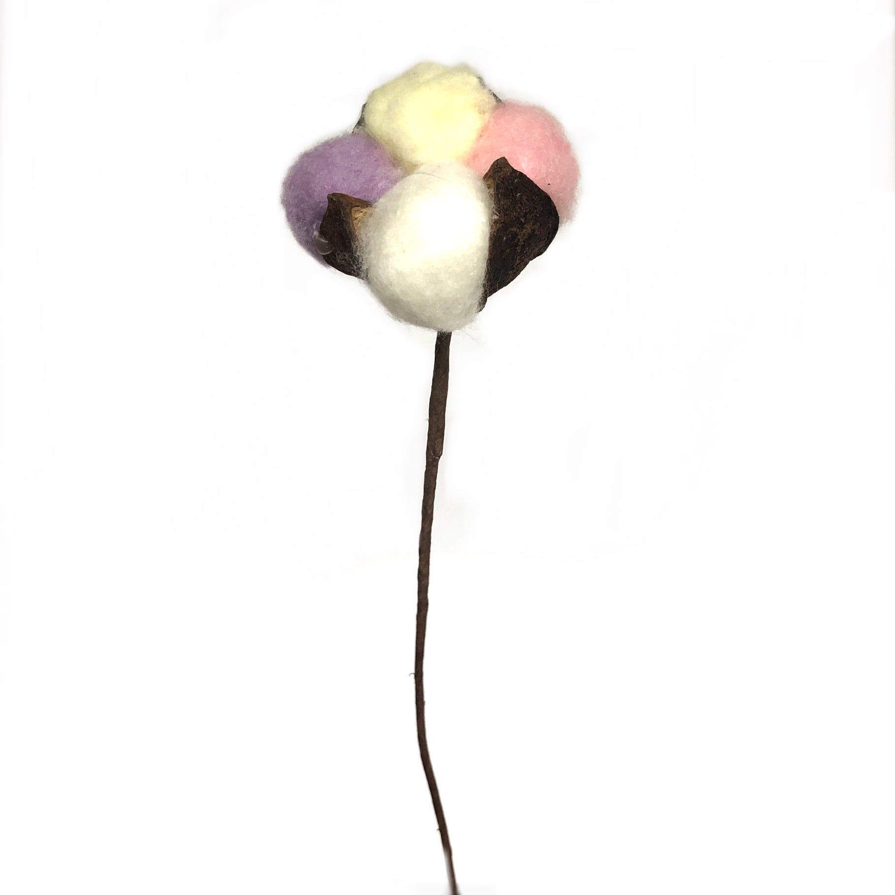 Artificial Natural Dried Cotton Flower Stem - Pastel Mix