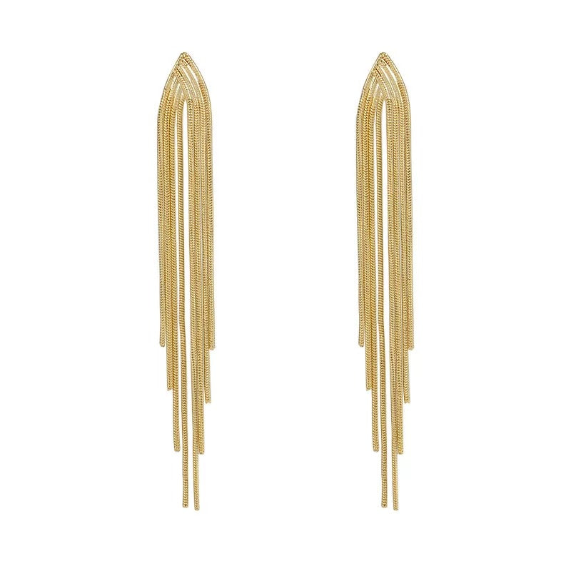 Great Gatsby 1920's Thread Tassel Drop Earrings - Gold (Style 20)