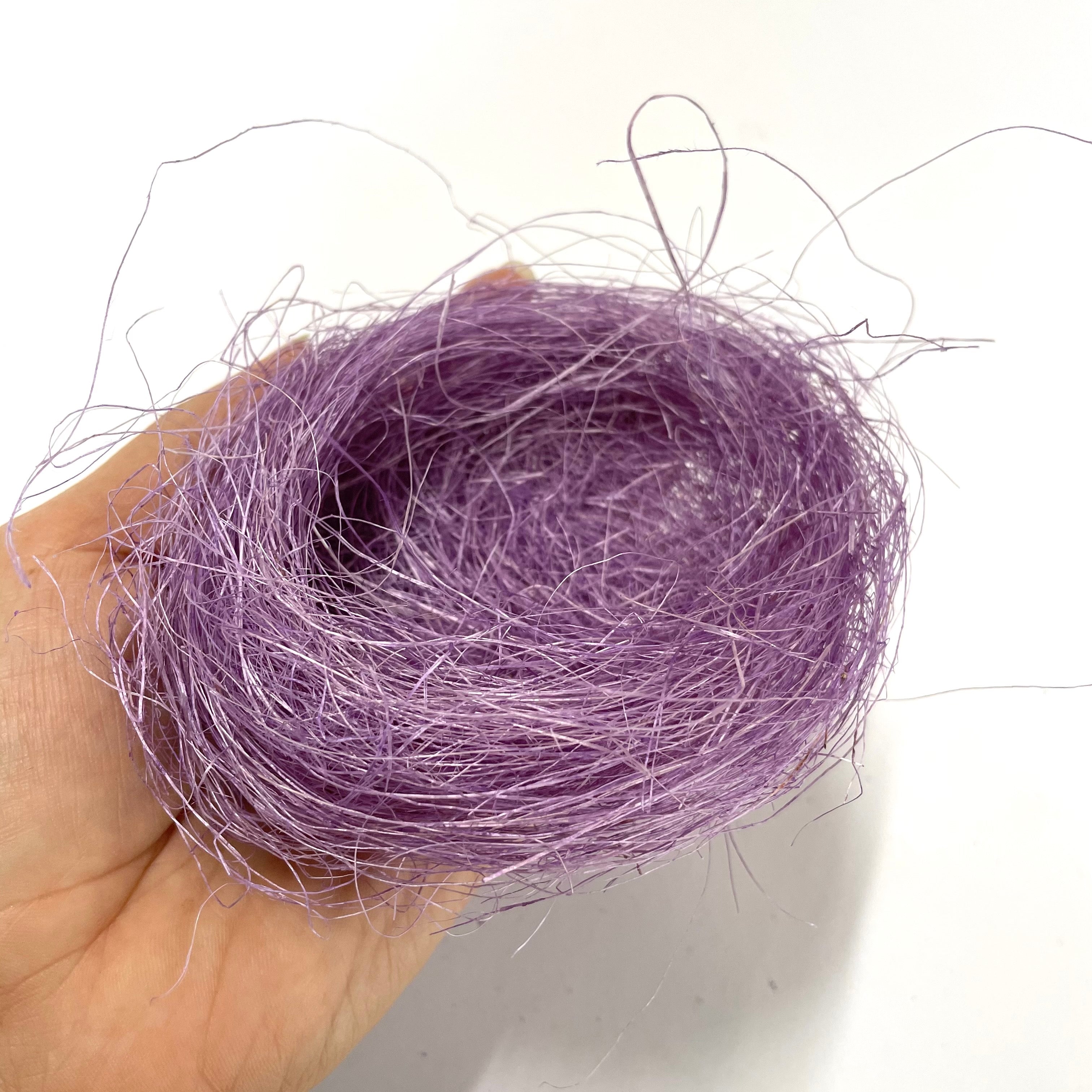 Artificial Easter Mini LINEN Bird Nest - Purple