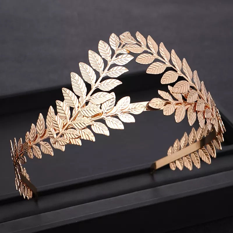 Leaf Metal Racewear Grecian Headpiece Headband - Gold (Style 3)