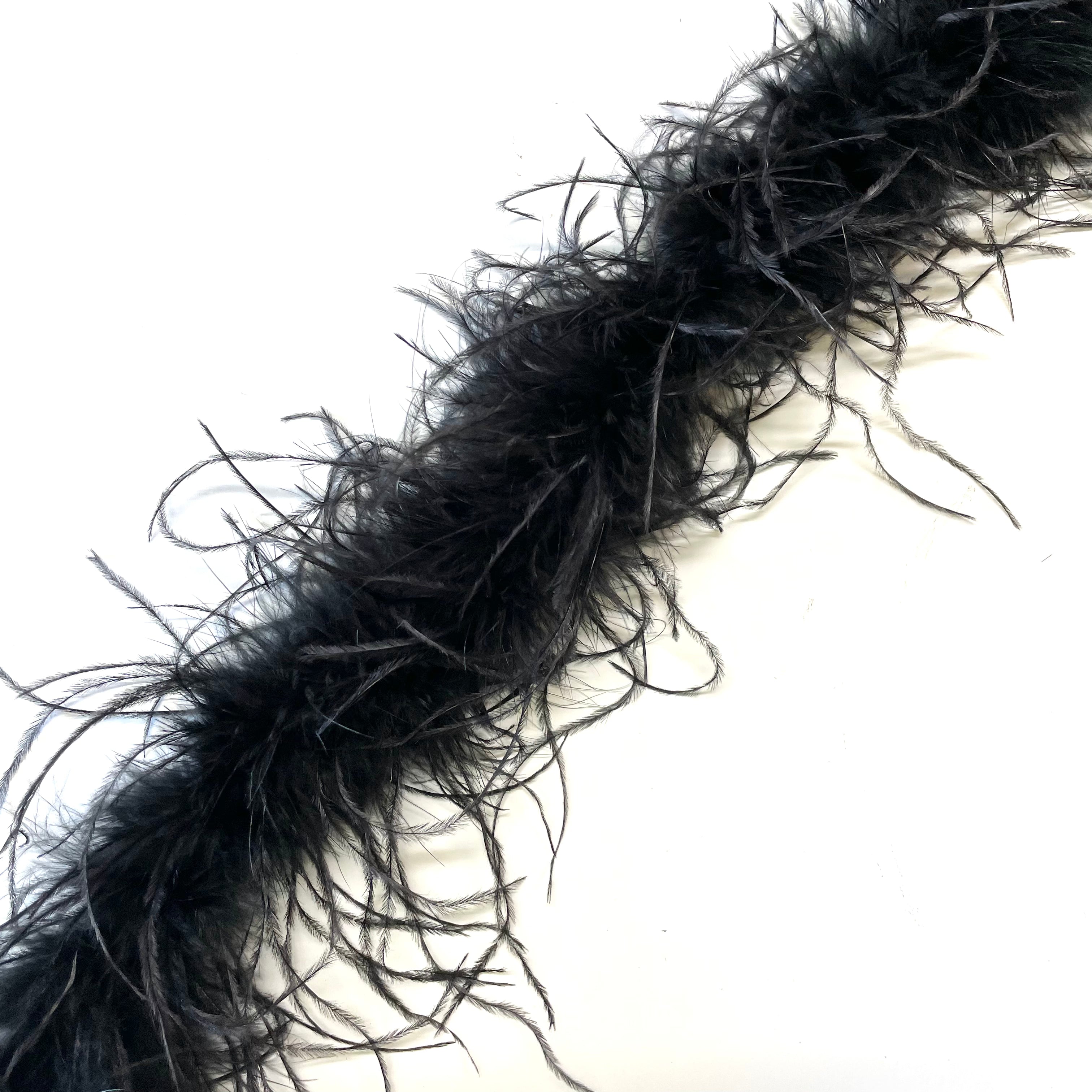 Ostrich & Marabou Feather Boa Trim per 10cm - Black