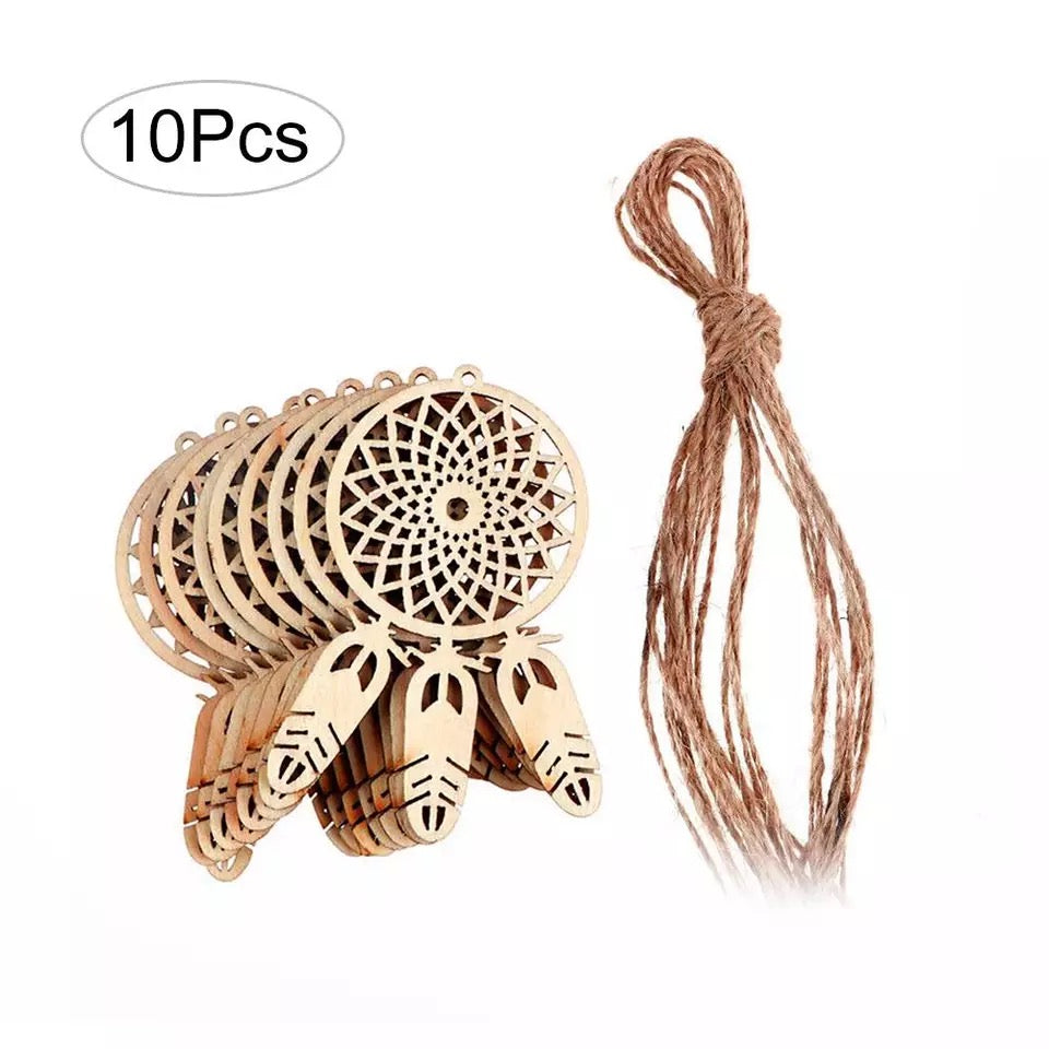 Laser Cut Unfinished Wooden Mini Dreamcatcher  x 10 pcs