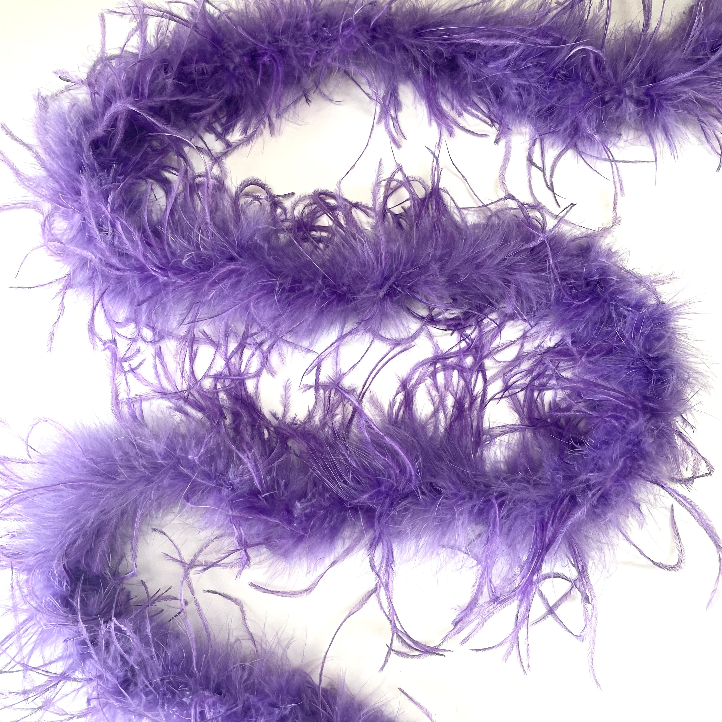 Ostrich & Marabou Feather Boa Trim per 10cm - Purple