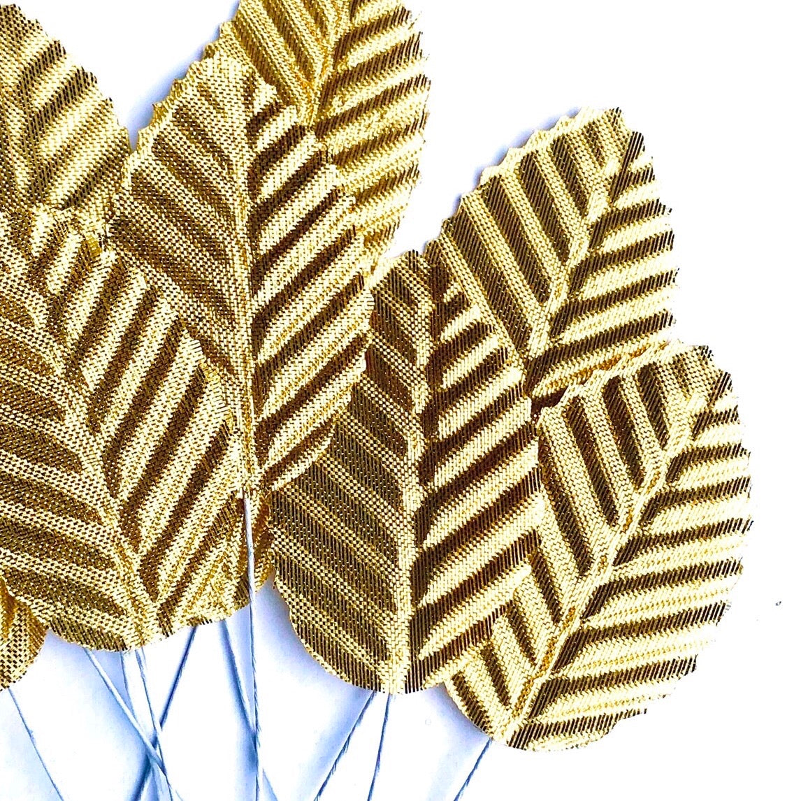 Artificial Satin Wired Leaves - Metallic Gold