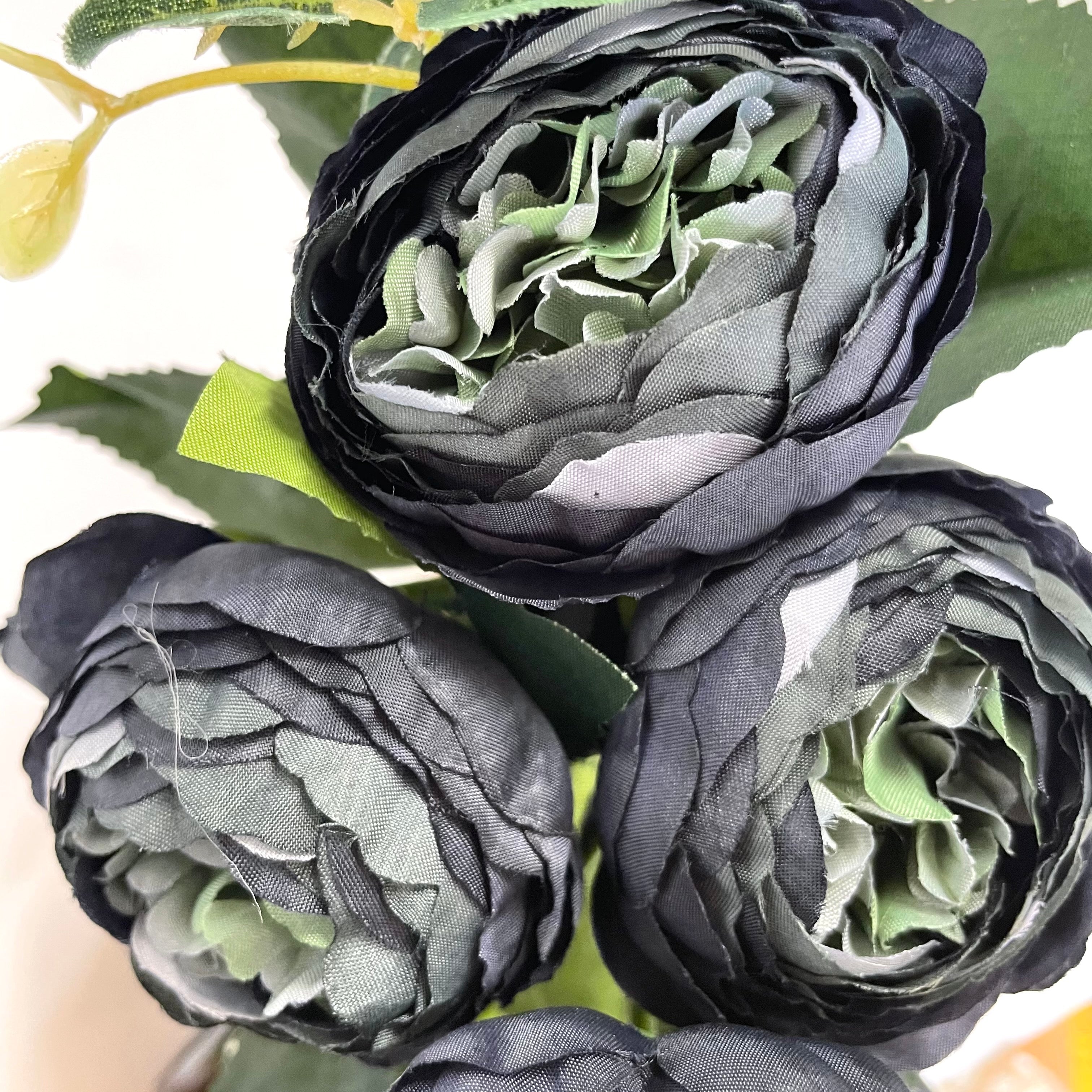 Artificial Silk David Austin Rose Mix Flower Bouquet Bunch - Black